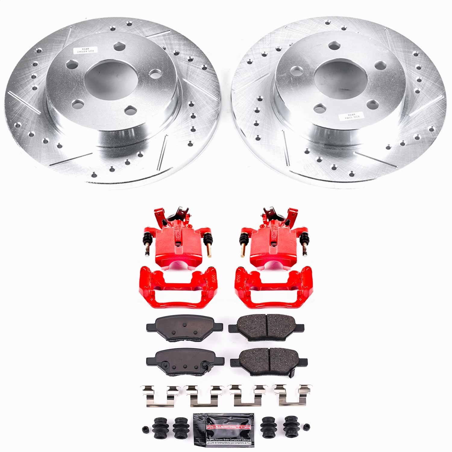 Power Stop - KC1616 - Rear - Disc Brake Pad/Caliper and Rotor Kit