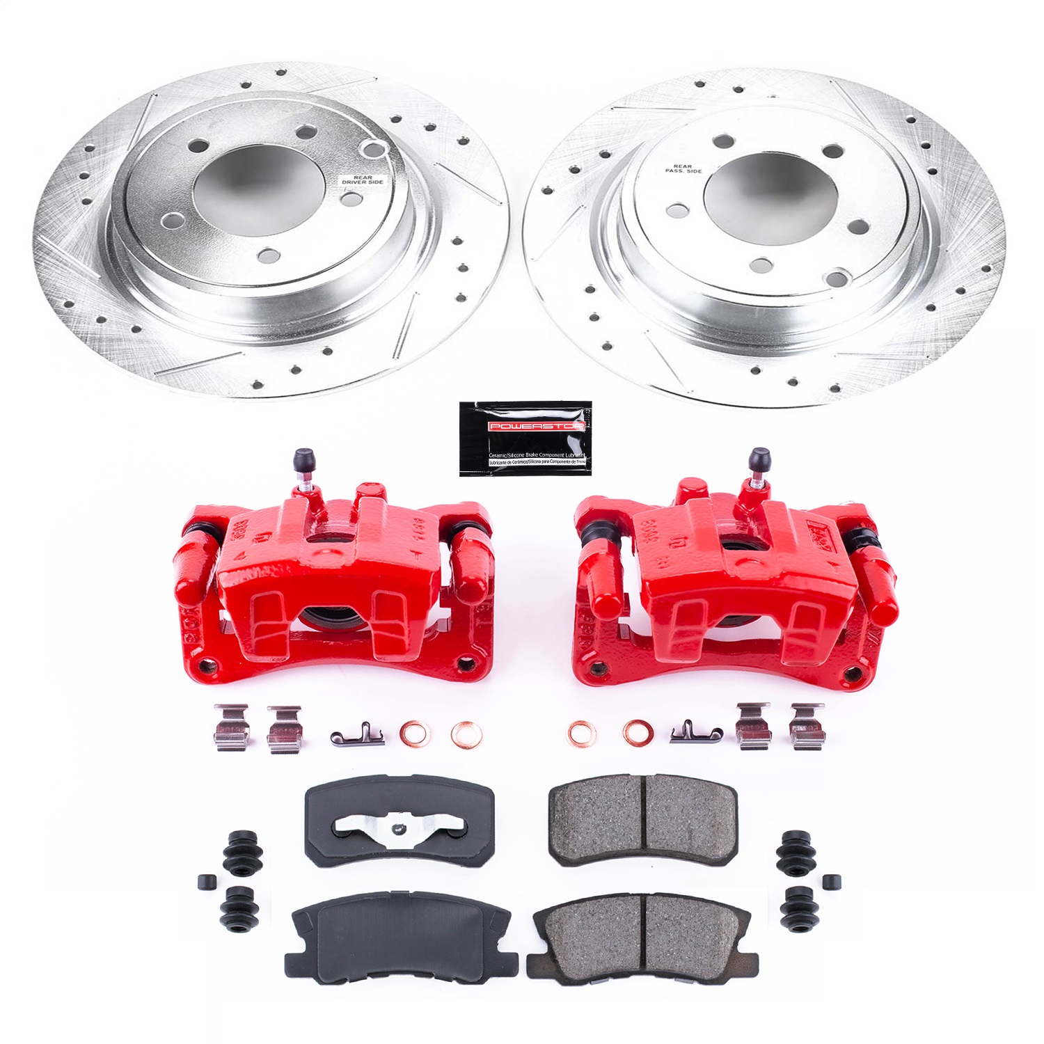 Power Stop - KC1630A - Rear - Disc Brake Pad/Caliper and Rotor Kit