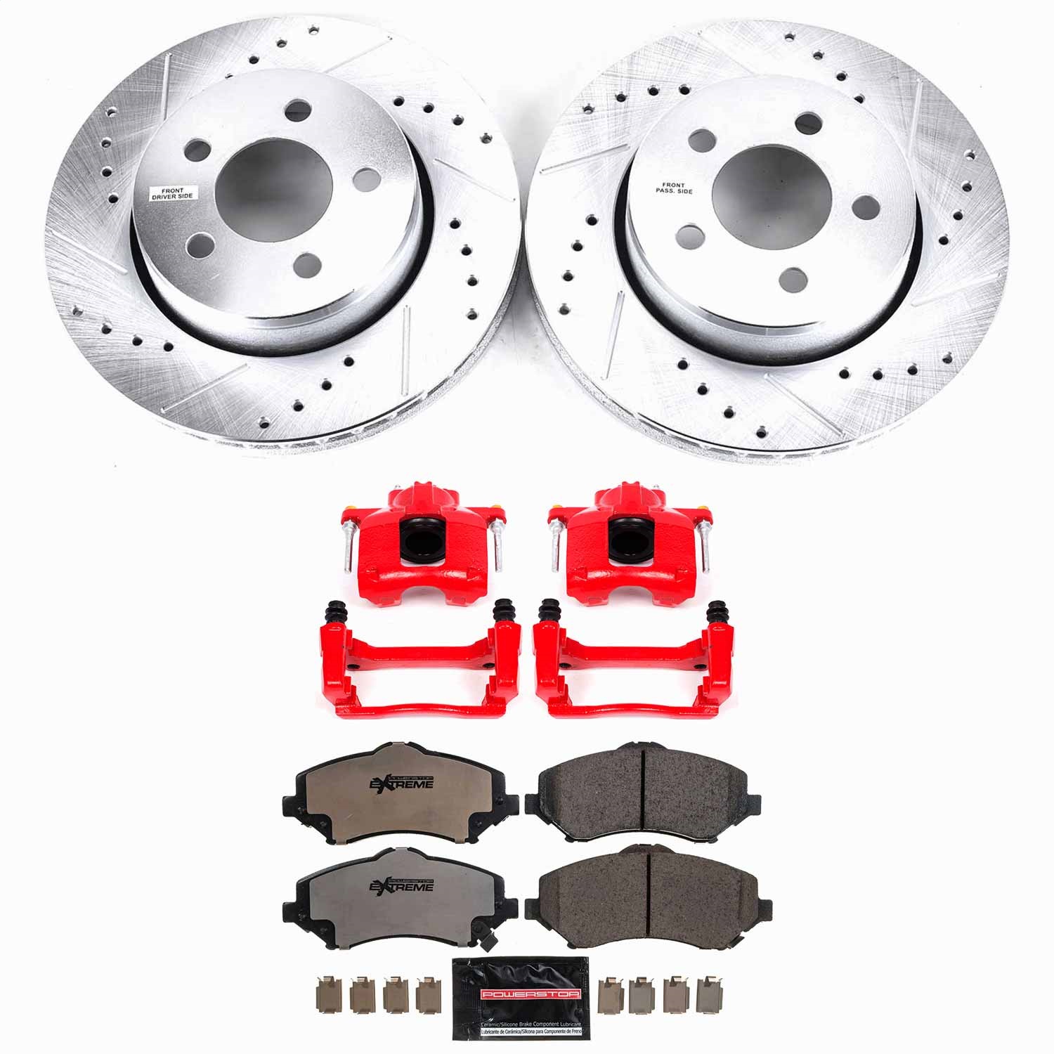 Power Stop - KC1631-36 - Front - Disc Brake Pad/Caliper and Rotor Kit