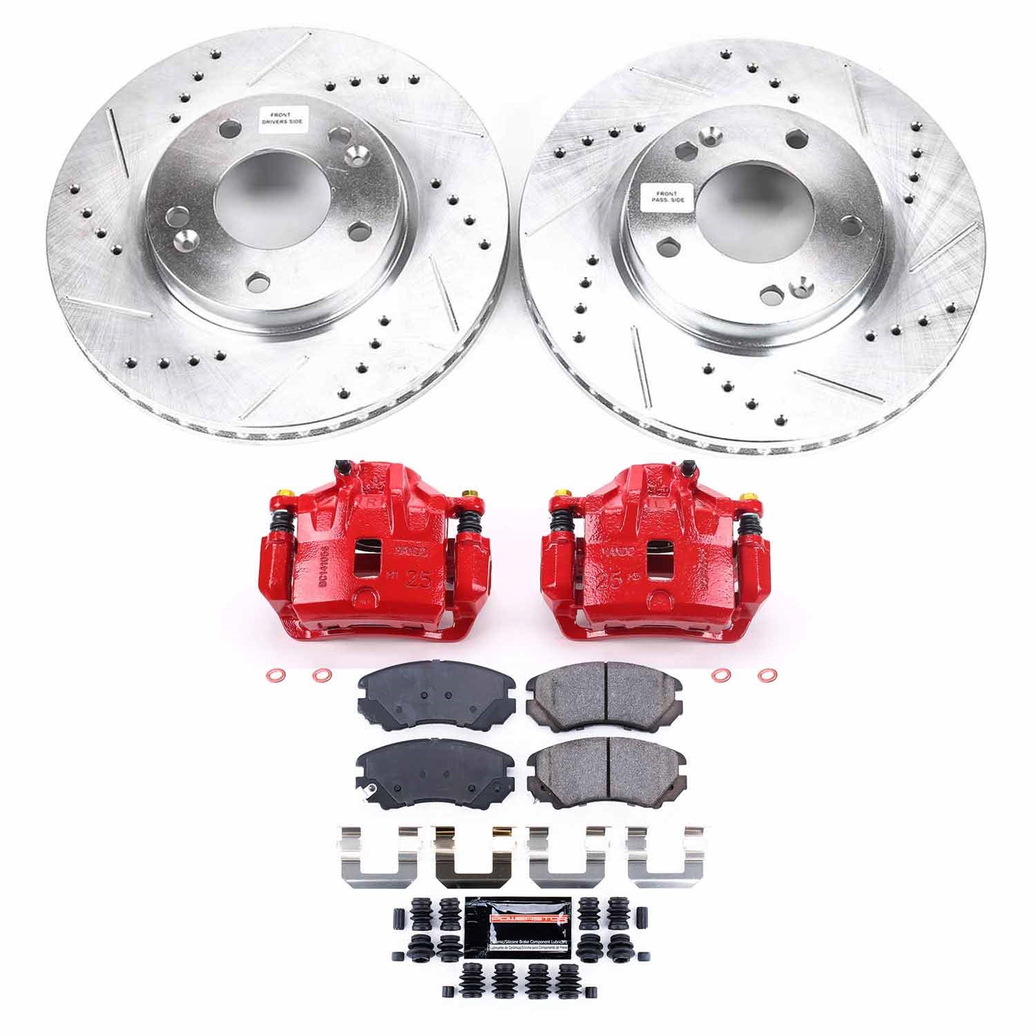 Power Stop - KC165A - Front - Disc Brake Pad/Caliper and Rotor Kit