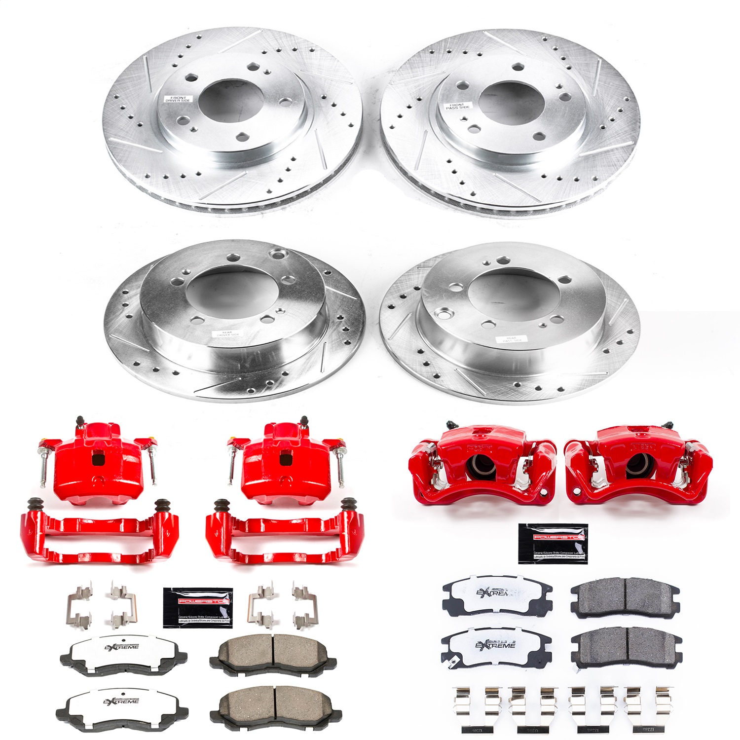 Power Stop - KC1683-26 - Front and Rear - Disc Brake Pad/Caliper and Rotor Kit