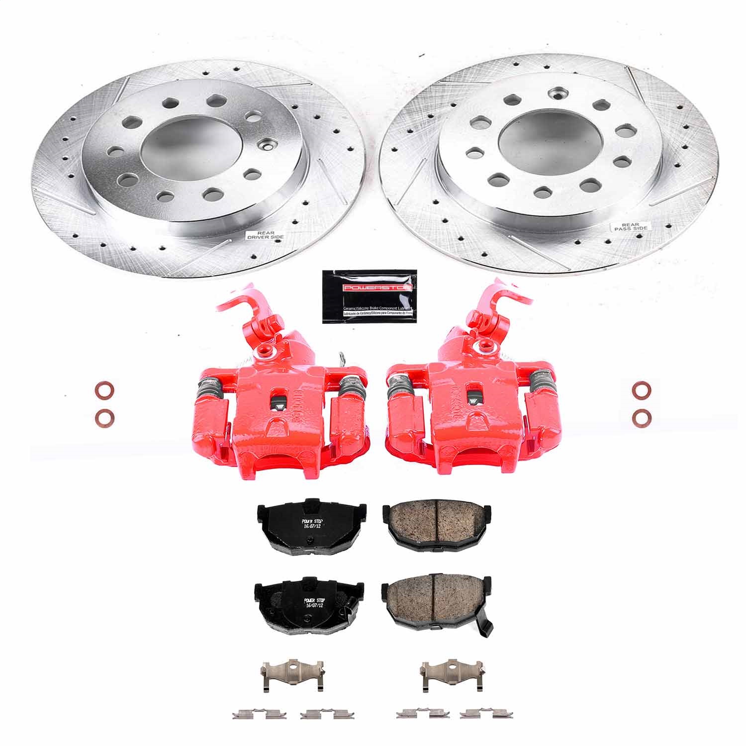 Power Stop - KC170 - Rear - Disc Brake Pad/Caliper and Rotor Kit