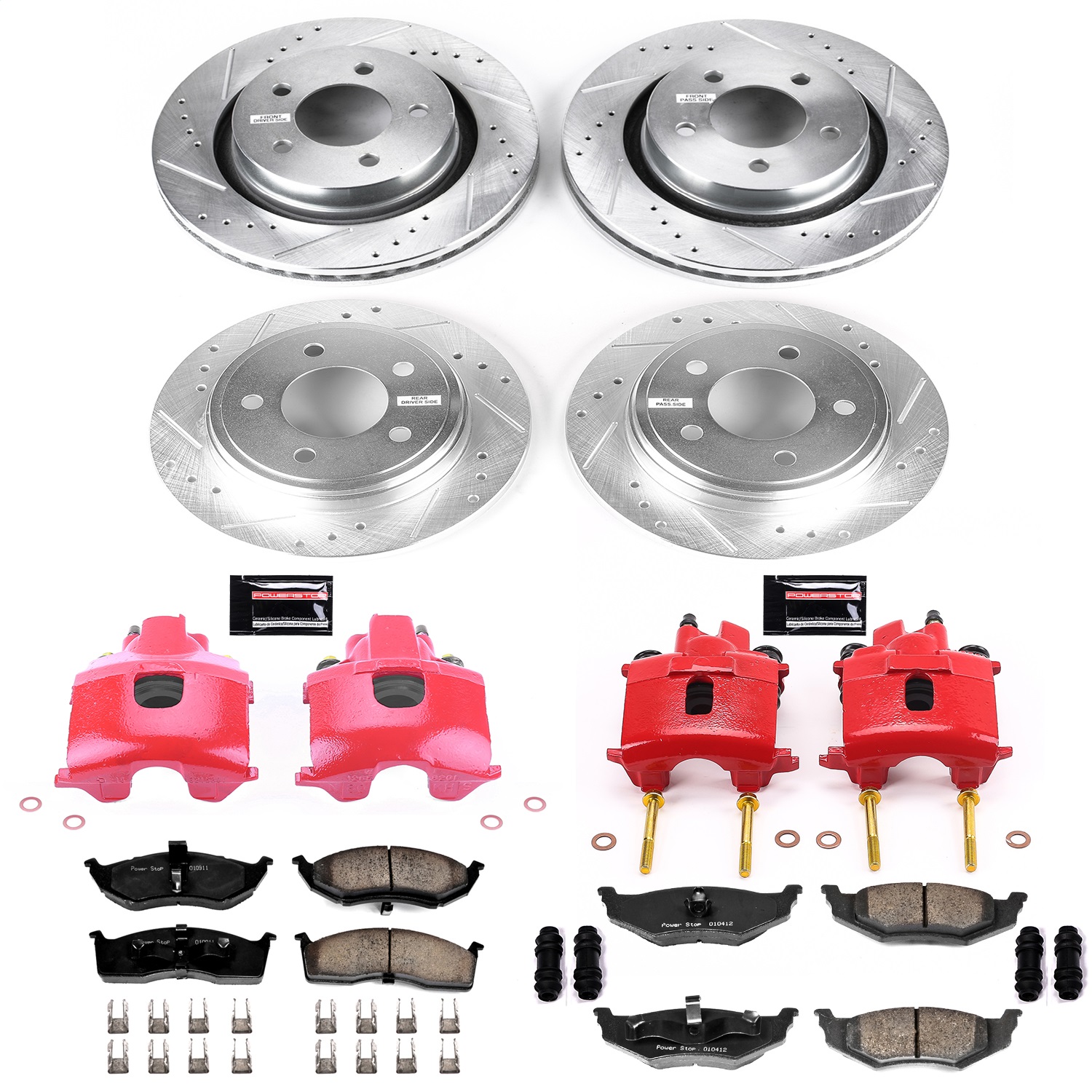Power Stop - KC1701 - Front and Rear - Disc Brake Pad/Caliper and Rotor Kit