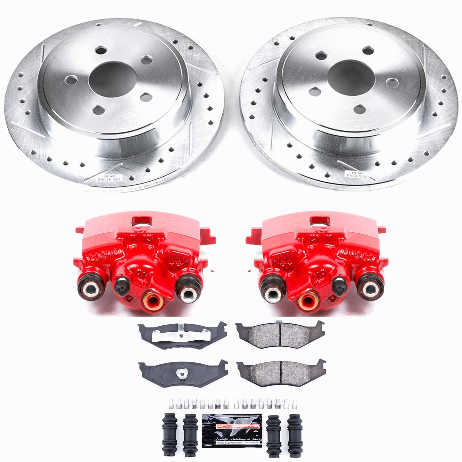 Power Stop - KC1709 - Rear - Disc Brake Pad/Caliper and Rotor Kit