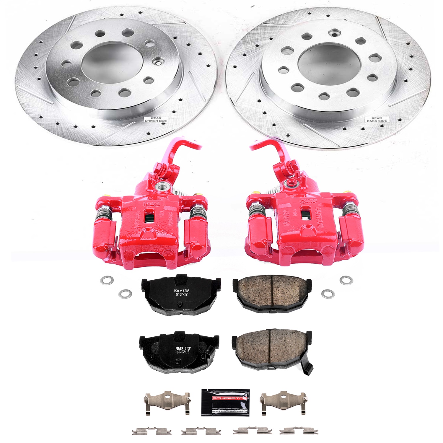 Power Stop - KC170A - Rear - Disc Brake Pad/Caliper and Rotor Kit