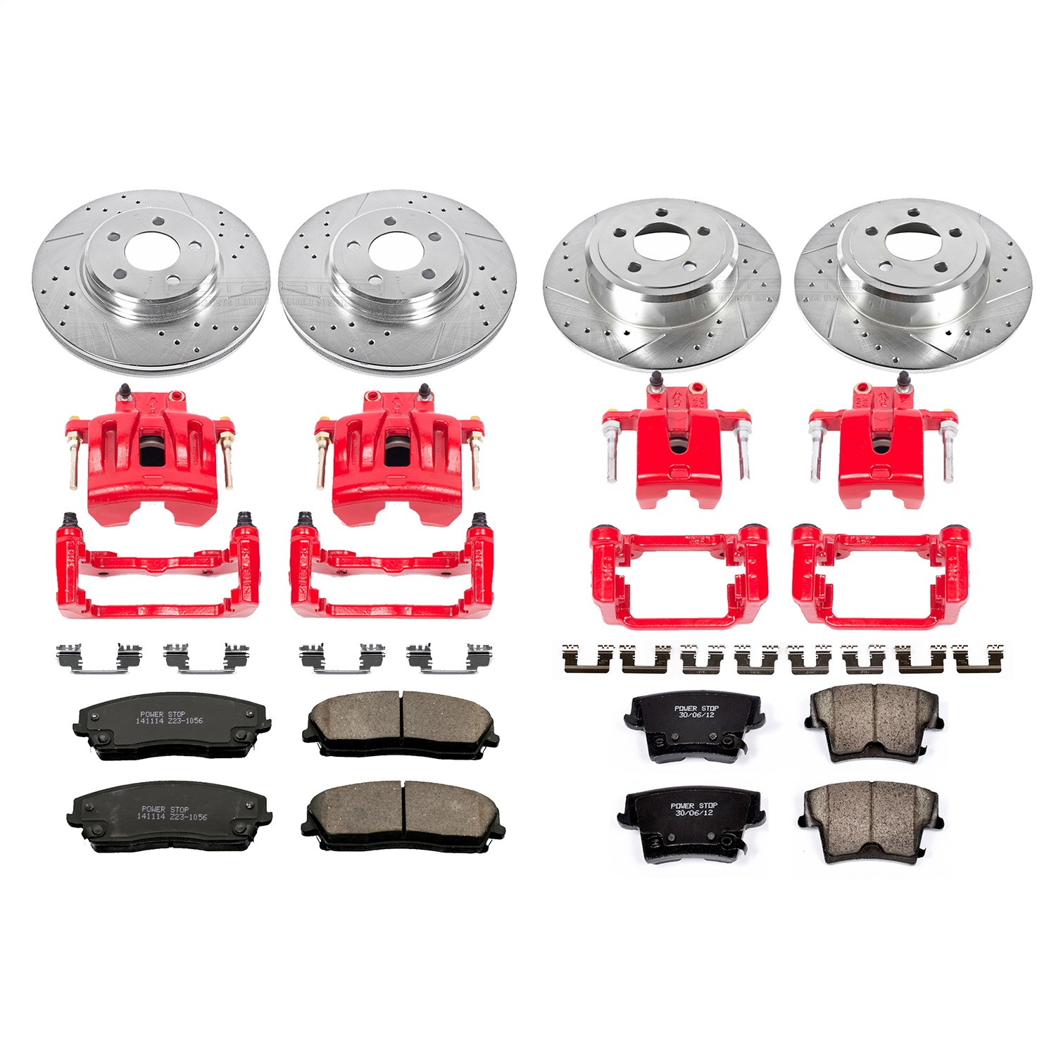Power Stop - KC1715 - Front and Rear - Disc Brake Pad/Caliper and Rotor Kit