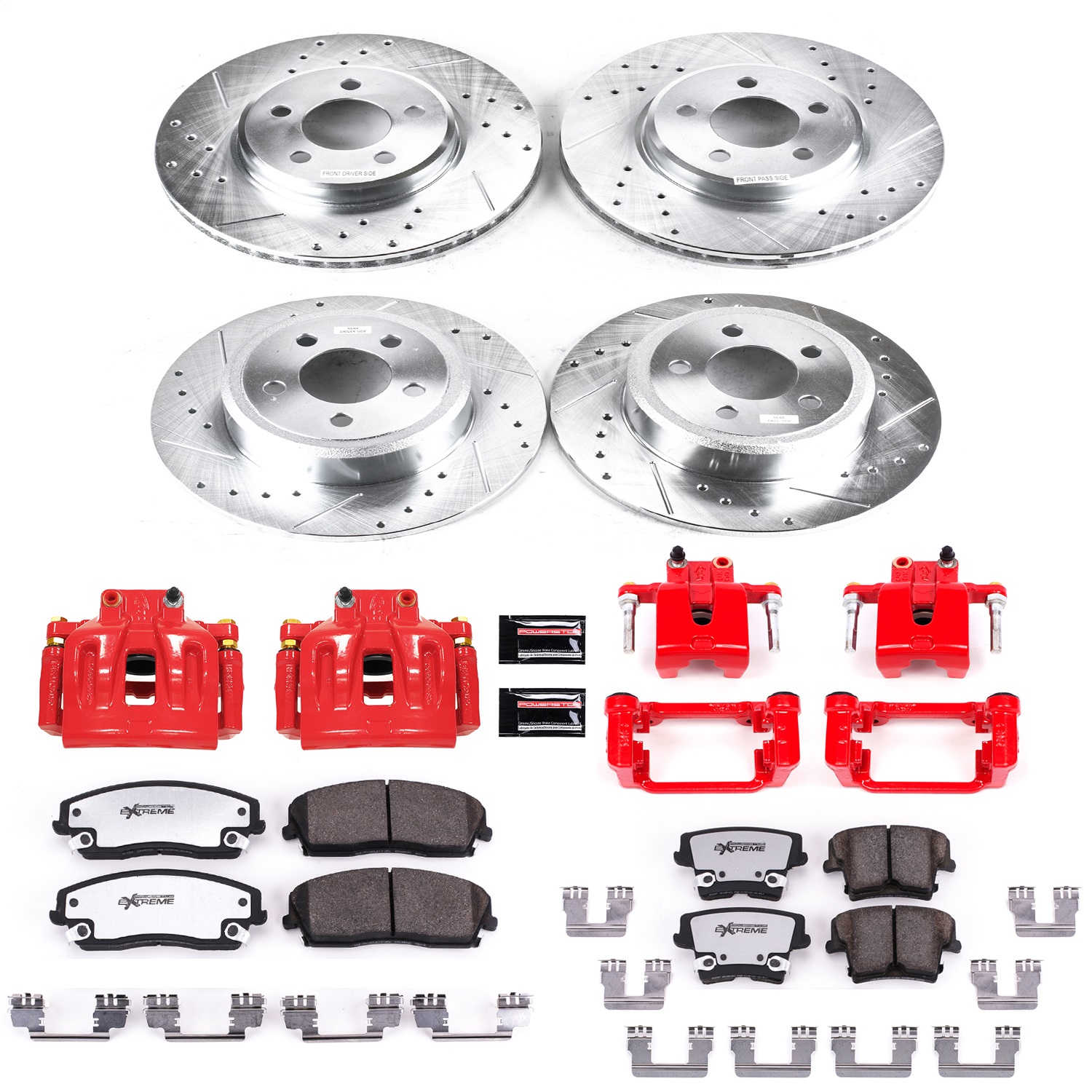 Power Stop - KC1715A-26 - Front and Rear - Disc Brake Pad/Caliper and Rotor Kit