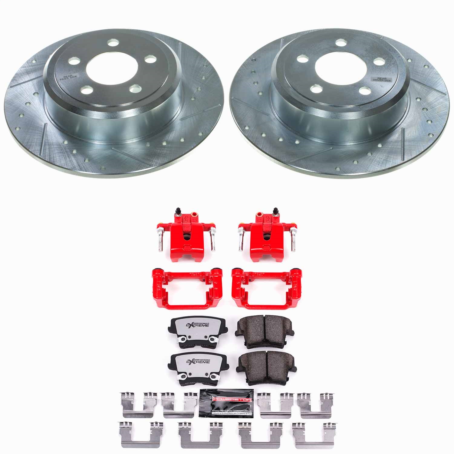 Power Stop - KC1719-26 - Rear - Disc Brake Pad/Caliper and Rotor Kit