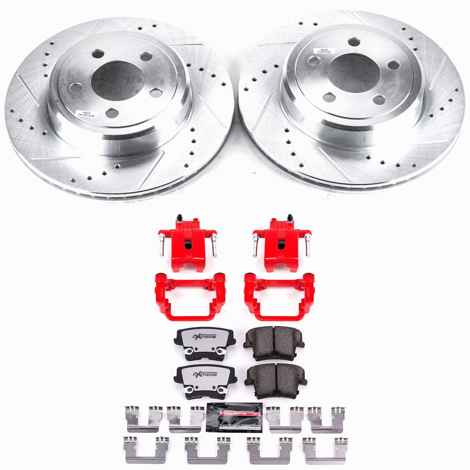 Power Stop - KC1720-26 - Rear - Disc Brake Pad/Caliper and Rotor Kit