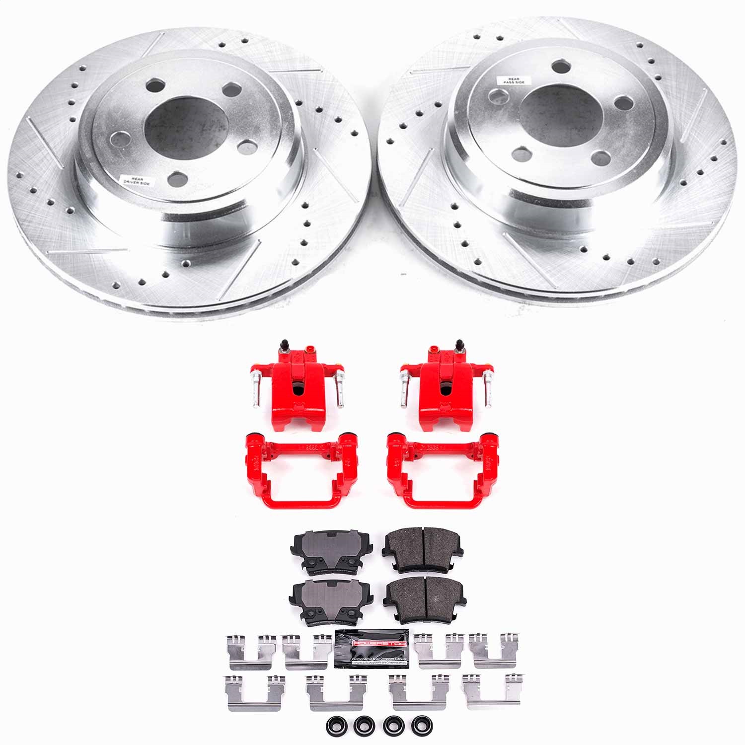 Power Stop - KC1720 - Rear - Disc Brake Pad/Caliper and Rotor Kit