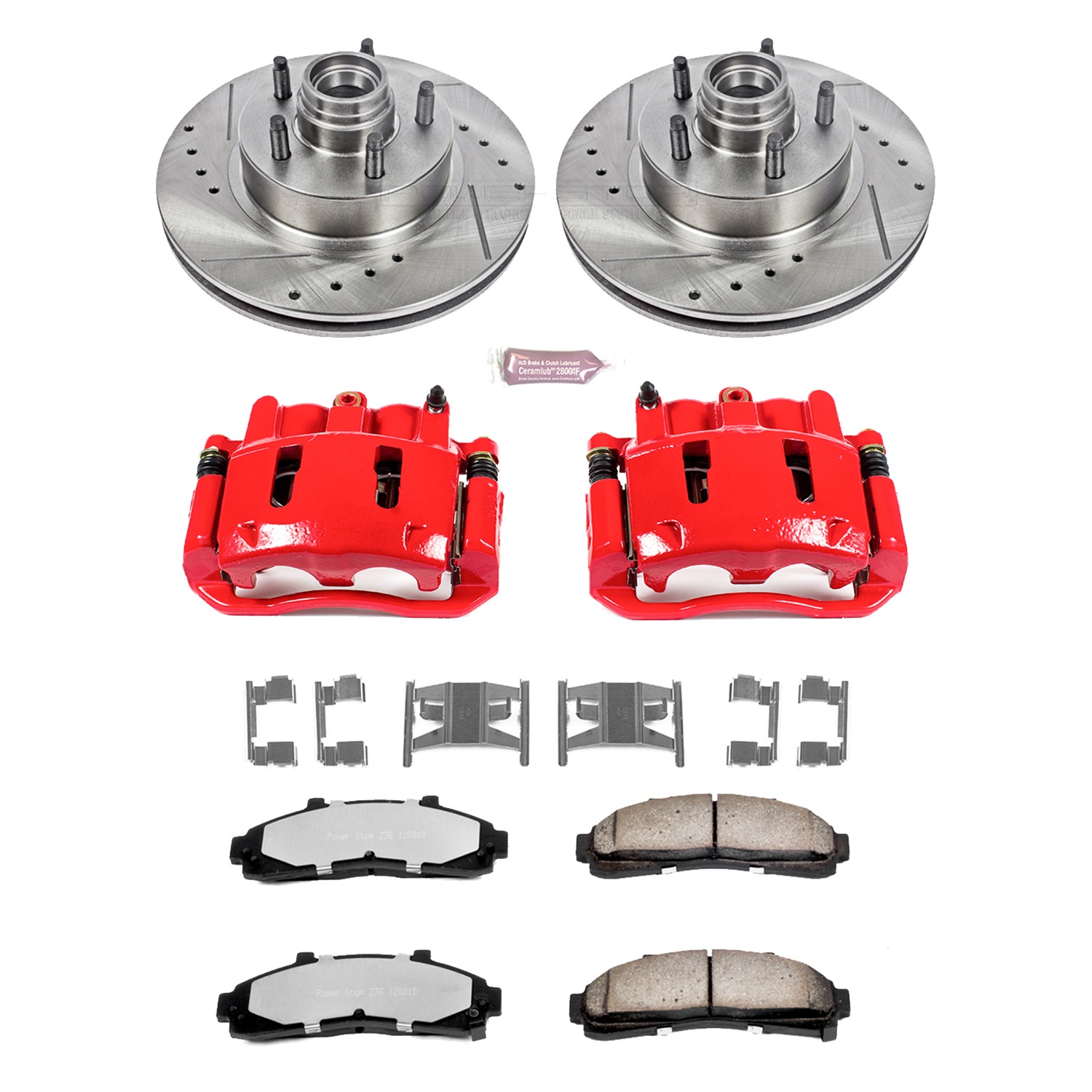 Power Stop - KC1854-36 - Front - Disc Brake Pad/Caliper and Rotor Kit