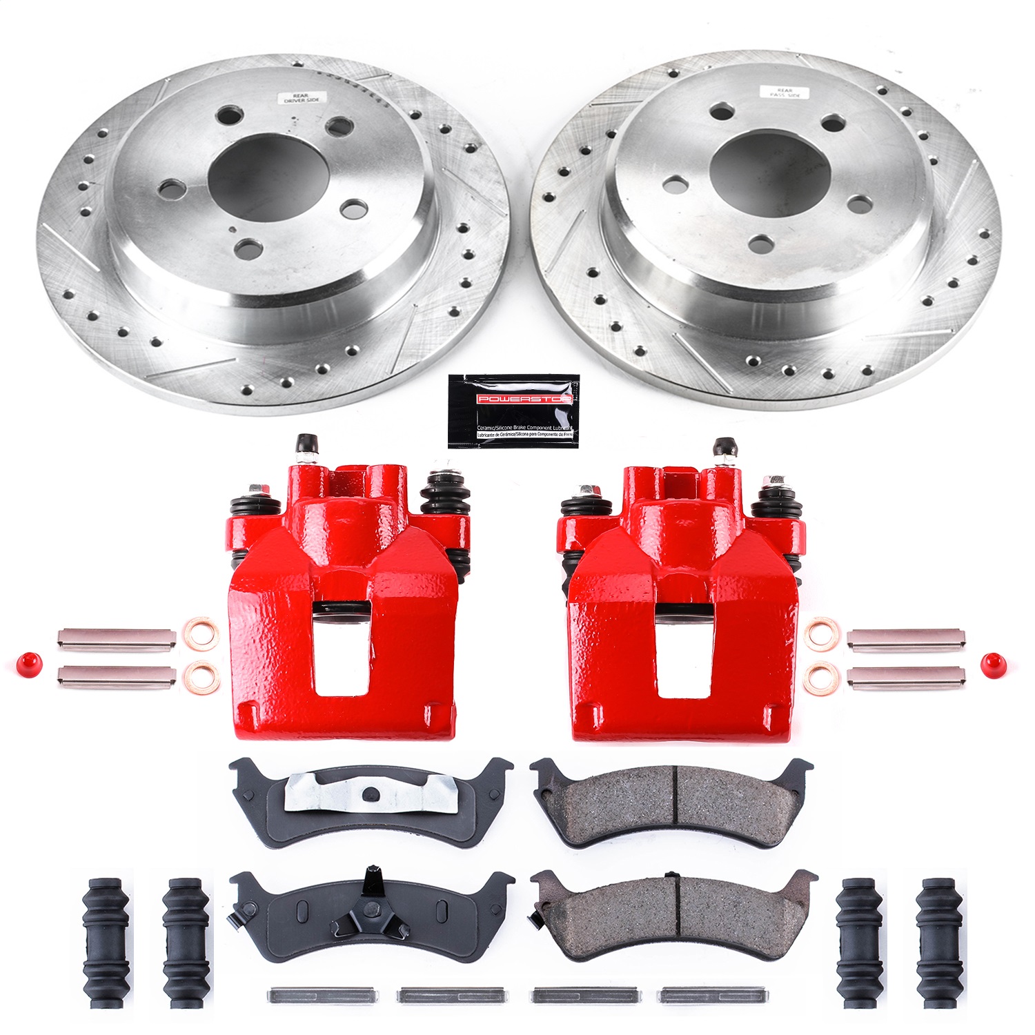 Power Stop - KC1858 - Rear - Disc Brake Pad/Caliper and Rotor Kit