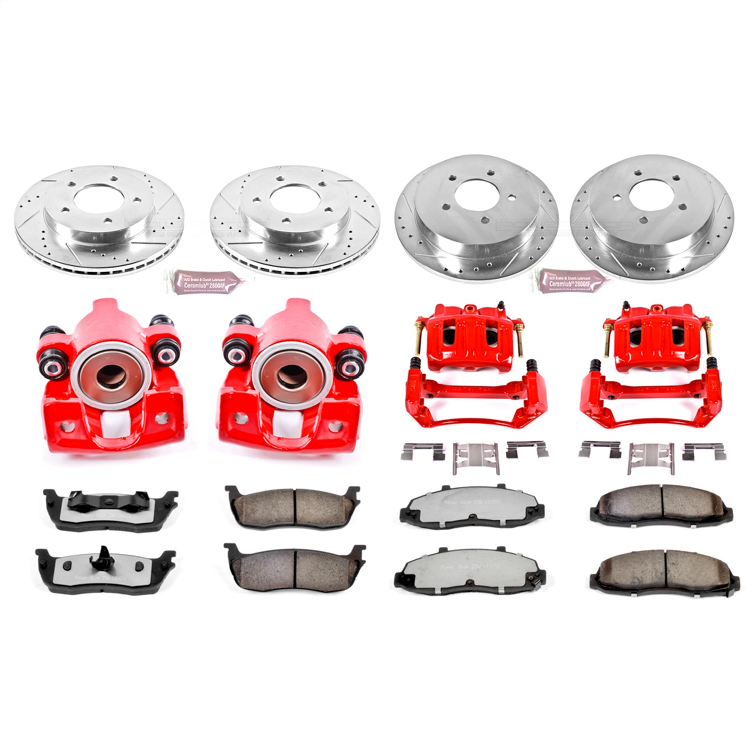 Power Stop - KC1868-36 - Front and Rear - Disc Brake Pad/Caliper and Rotor Kit