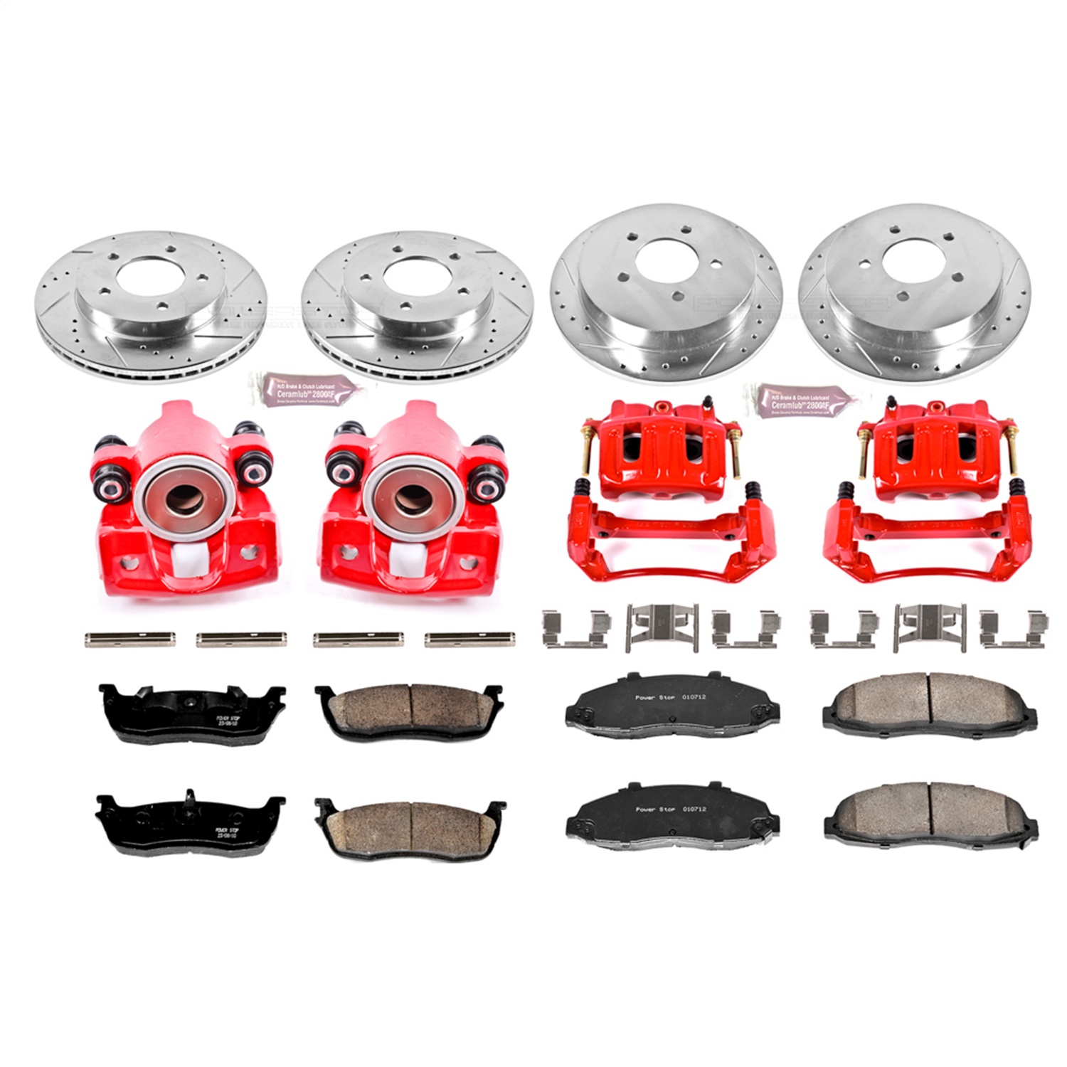 Power Stop - KC1868 - Front and Rear - Disc Brake Pad/Caliper and Rotor Kit