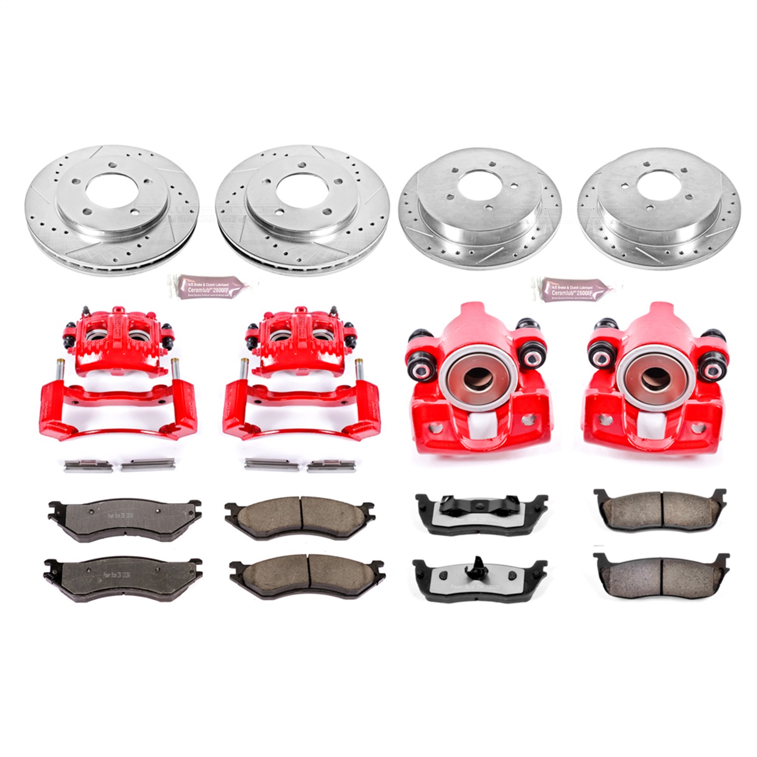 Power Stop - KC1870-36 - Front and Rear - Disc Brake Pad/Caliper and Rotor Kit