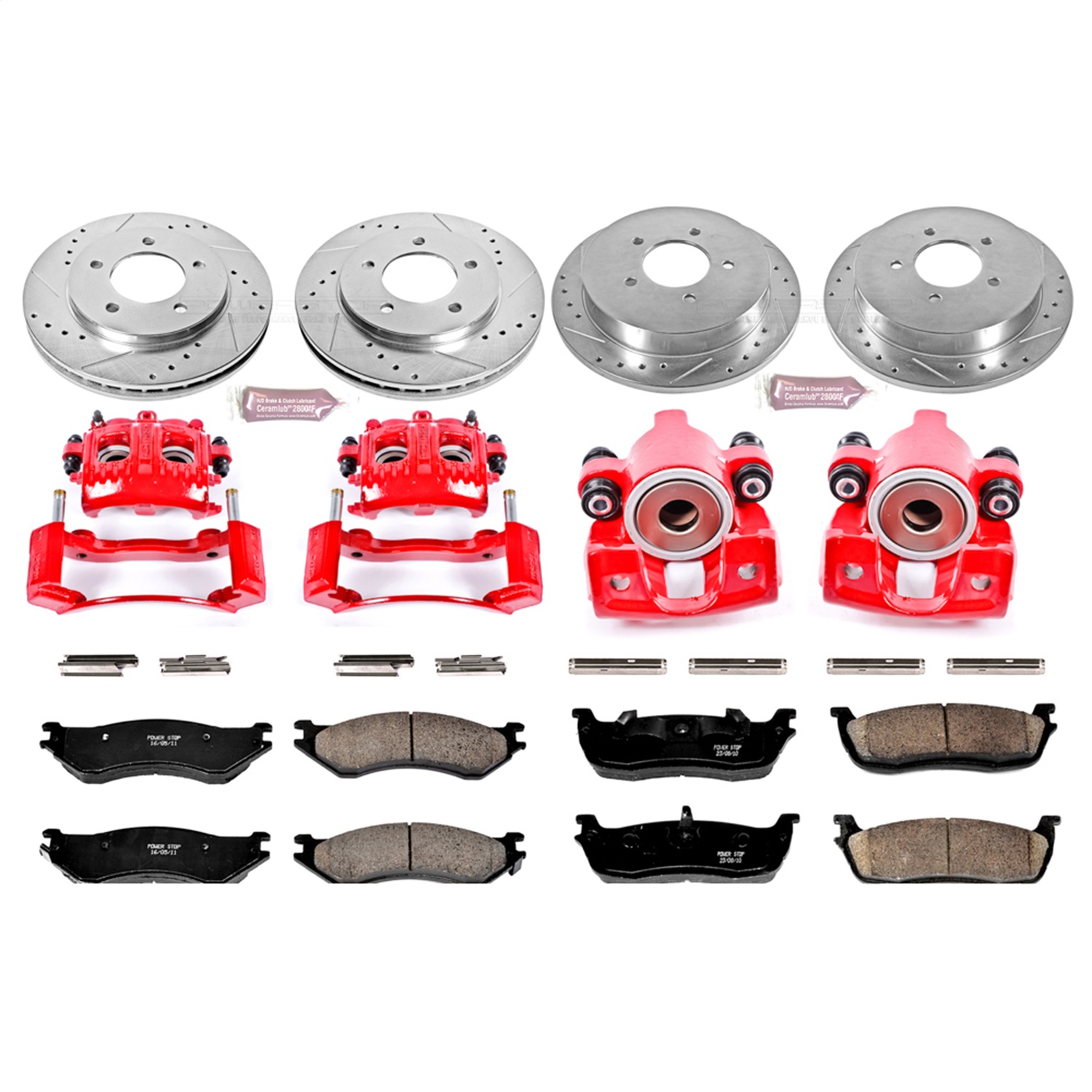 Power Stop - KC1870 - Front and Rear - Disc Brake Pad/Caliper and Rotor Kit