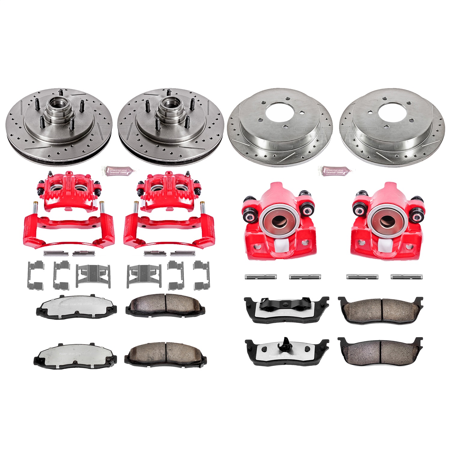Power Stop - KC1880-36 - Front and Rear - Disc Brake Pad/Caliper and Rotor Kit