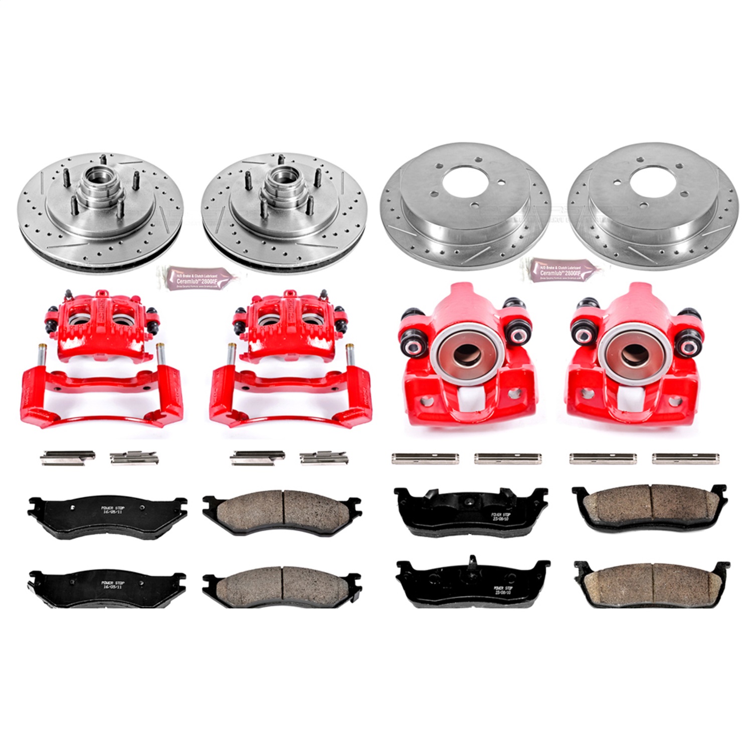 Power Stop - KC1880 - Front and Rear - Disc Brake Pad/Caliper and Rotor Kit