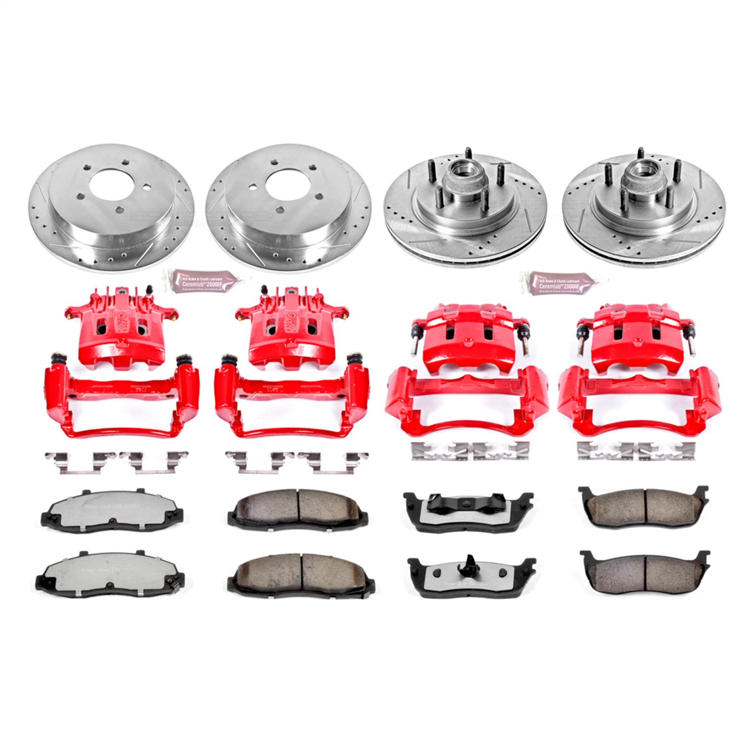 Power Stop - KC1915-36 - Front and Rear - Disc Brake Pad/Caliper and Rotor Kit