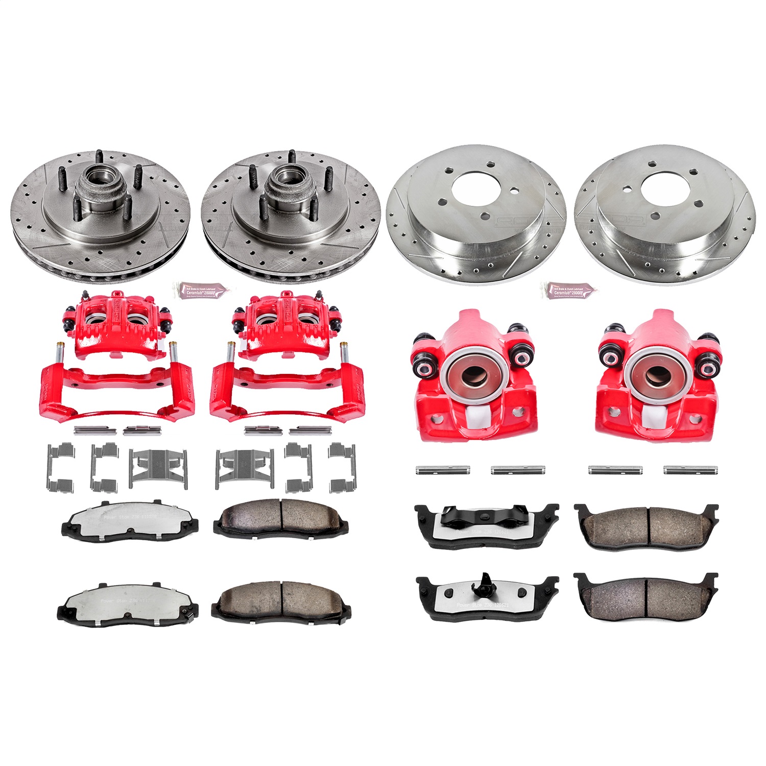 Power Stop - KC1919-36 - Front and Rear - Disc Brake Pad/Caliper and Rotor Kit