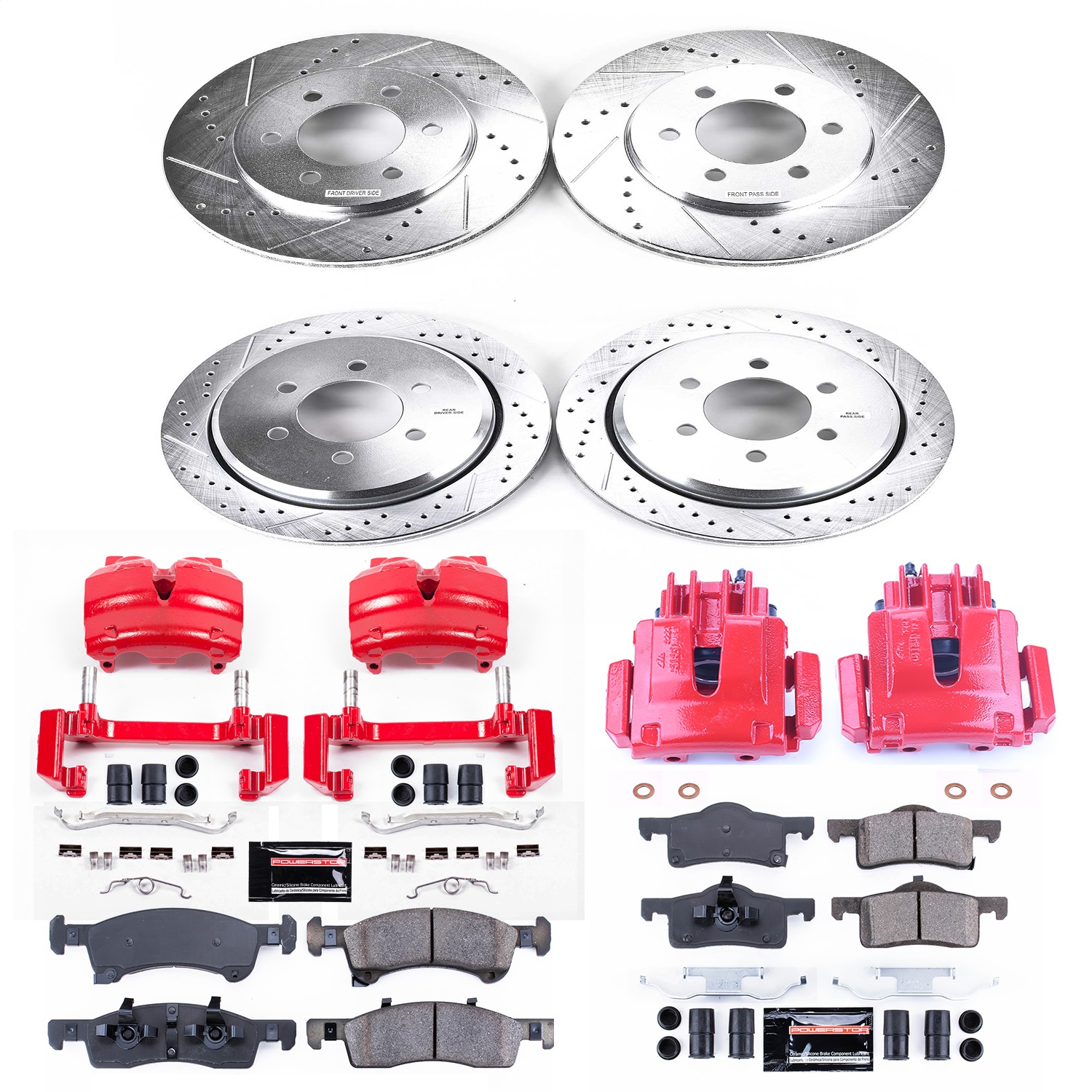 Power Stop - KC1934 - Front and Rear - Disc Brake Pad/Caliper and Rotor Kit