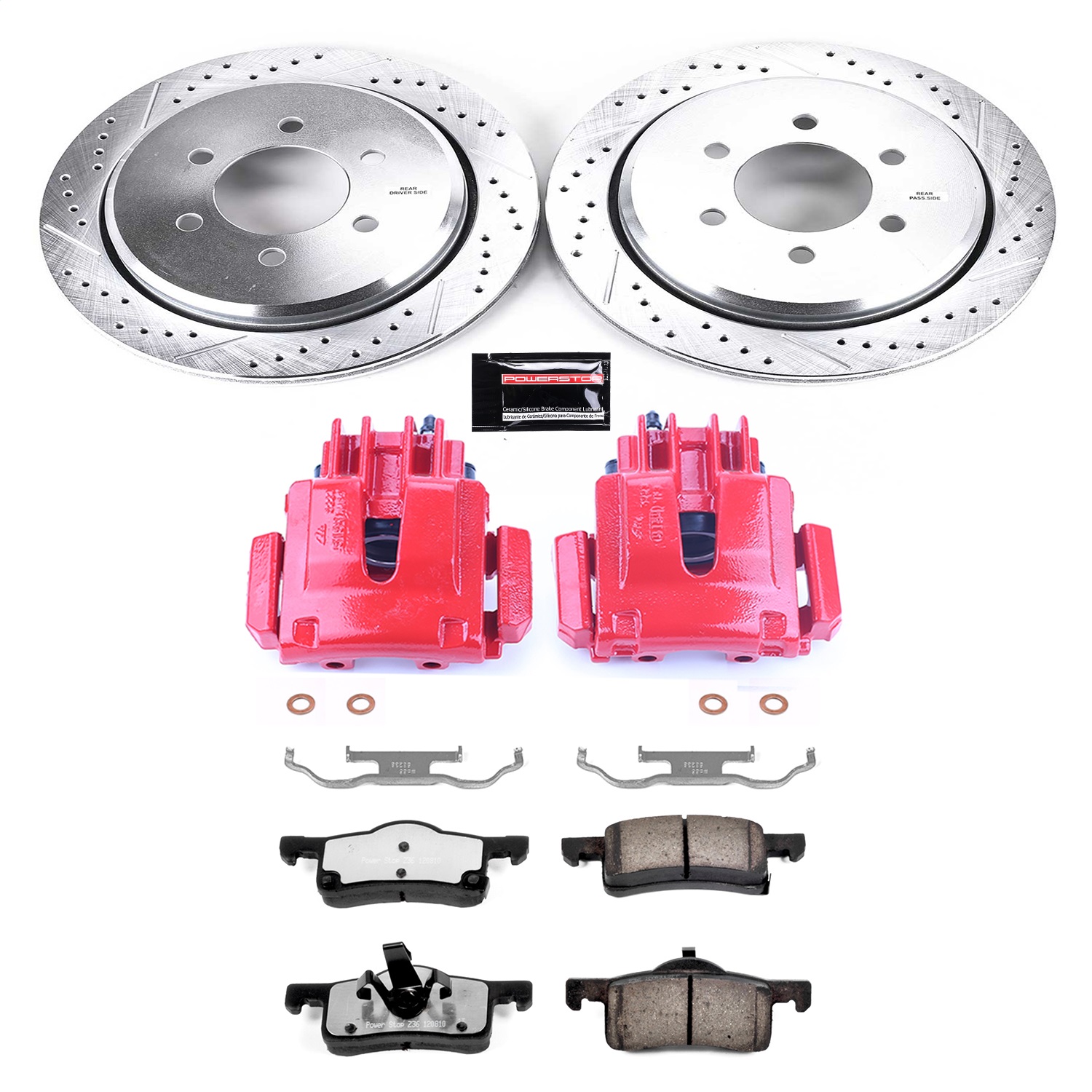 Power Stop - KC1935-36 - Rear - Disc Brake Pad/Caliper and Rotor Kit