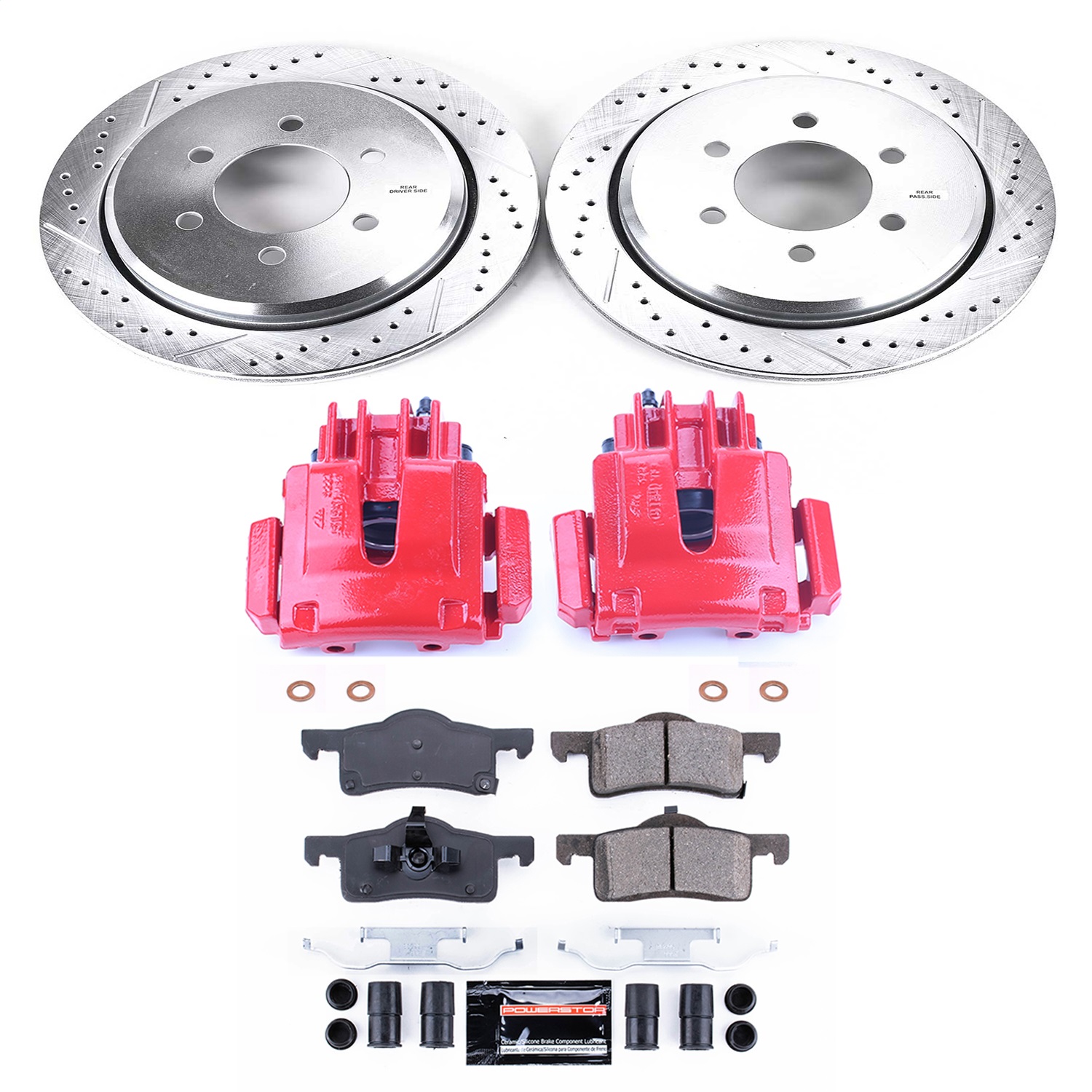 Power Stop - KC1935 - Rear - Disc Brake Pad/Caliper and Rotor Kit