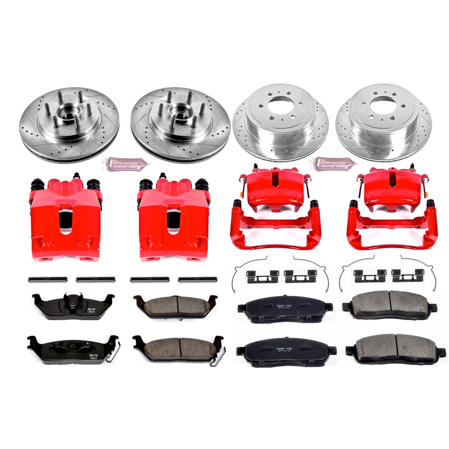 Power Stop - KC1940A - Front and Rear - Disc Brake Pad/Caliper and Rotor Kit