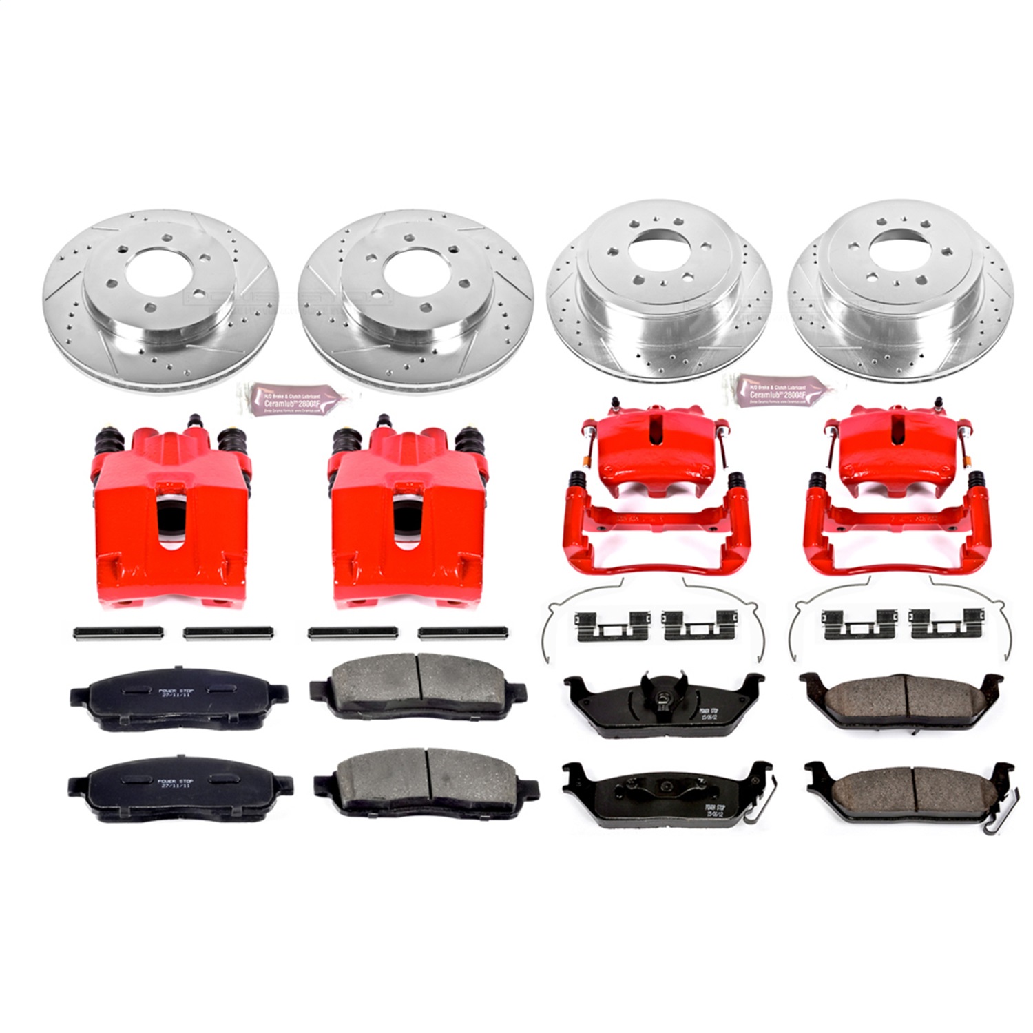 Power Stop - KC1944A - Front and Rear - Disc Brake Pad/Caliper and Rotor Kit