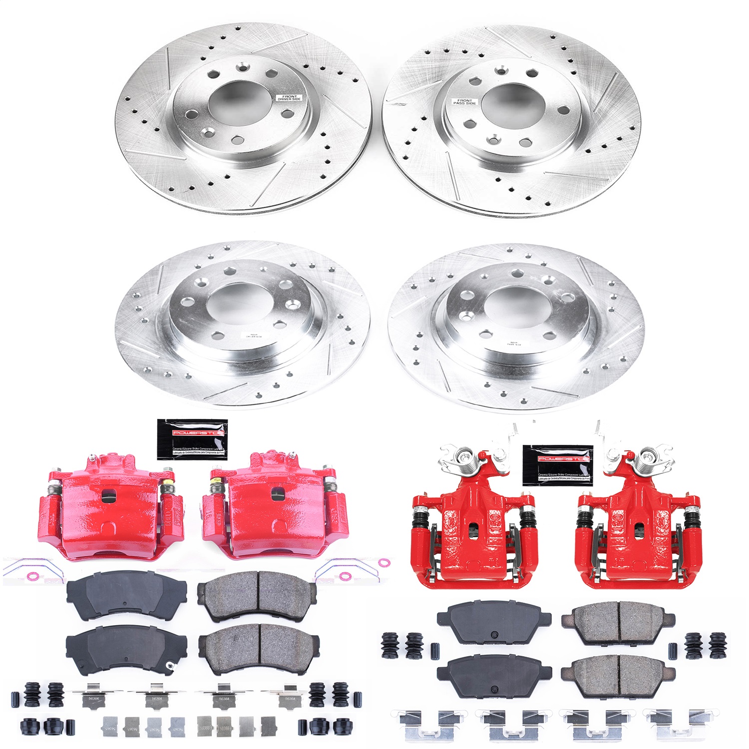 Power Stop - KC200 - Front and Rear - Disc Brake Pad/Caliper and Rotor Kit
