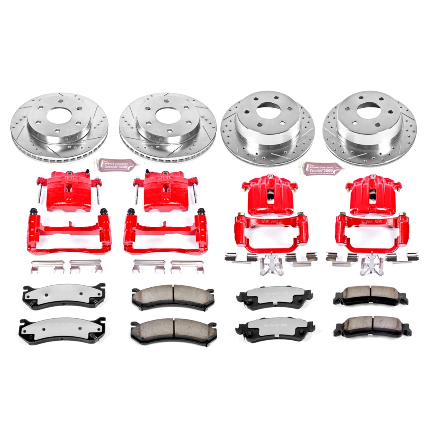 Power Stop - KC2010B-36 - Front and Rear - Disc Brake Pad/Caliper and Rotor Kit