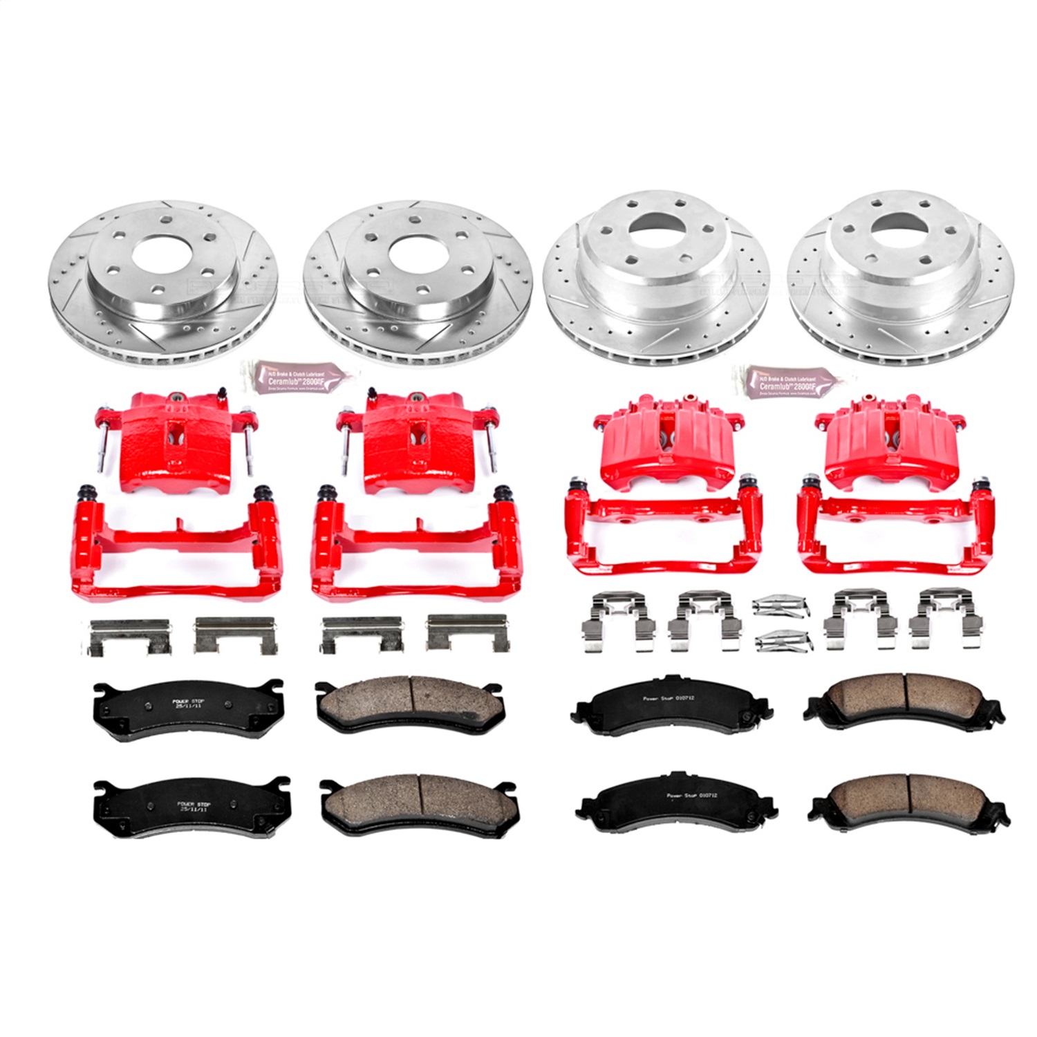 Power Stop - KC2015 - Front and Rear - Disc Brake Pad/Caliper and Rotor Kit