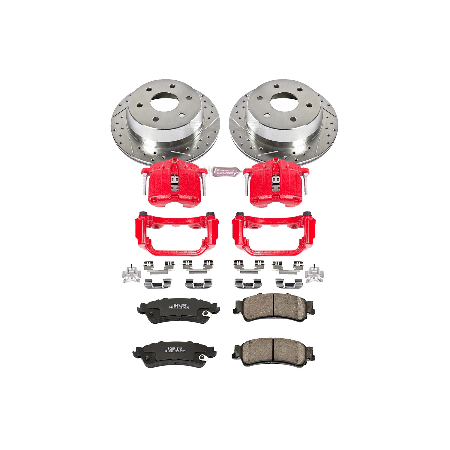 Power Stop - KC2018 - Rear - Disc Brake Pad/Caliper and Rotor Kit