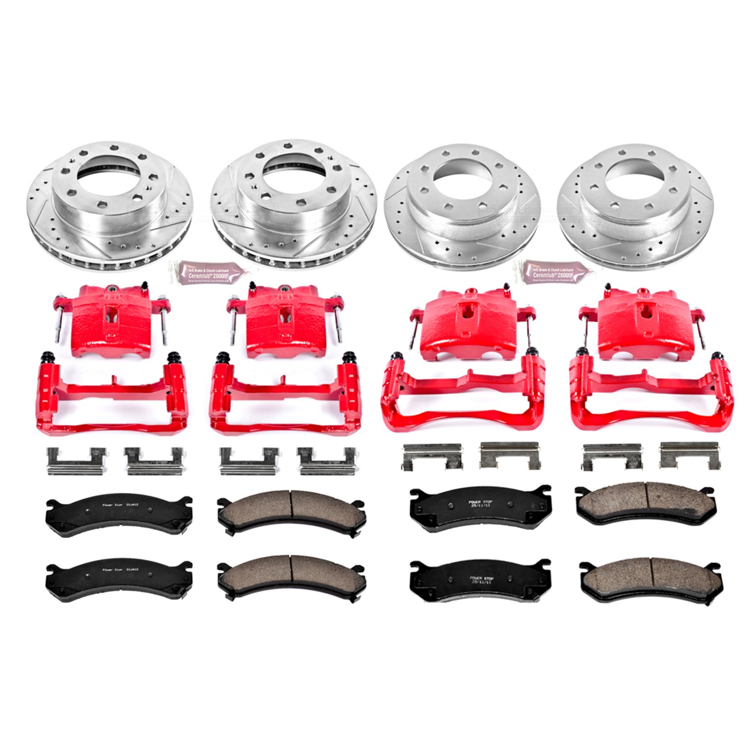 Power Stop - KC2023A - Front and Rear - Disc Brake Pad/Caliper and Rotor Kit