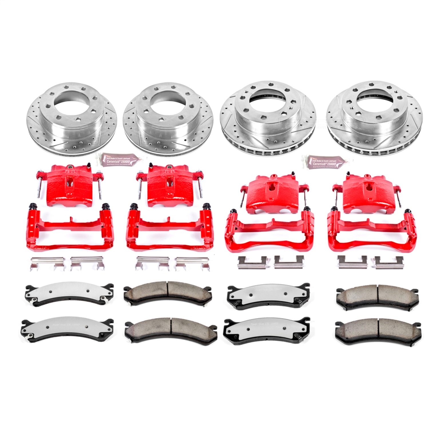 Power Stop - KC2027-36 - Front and Rear - Disc Brake Pad/Caliper and Rotor Kit