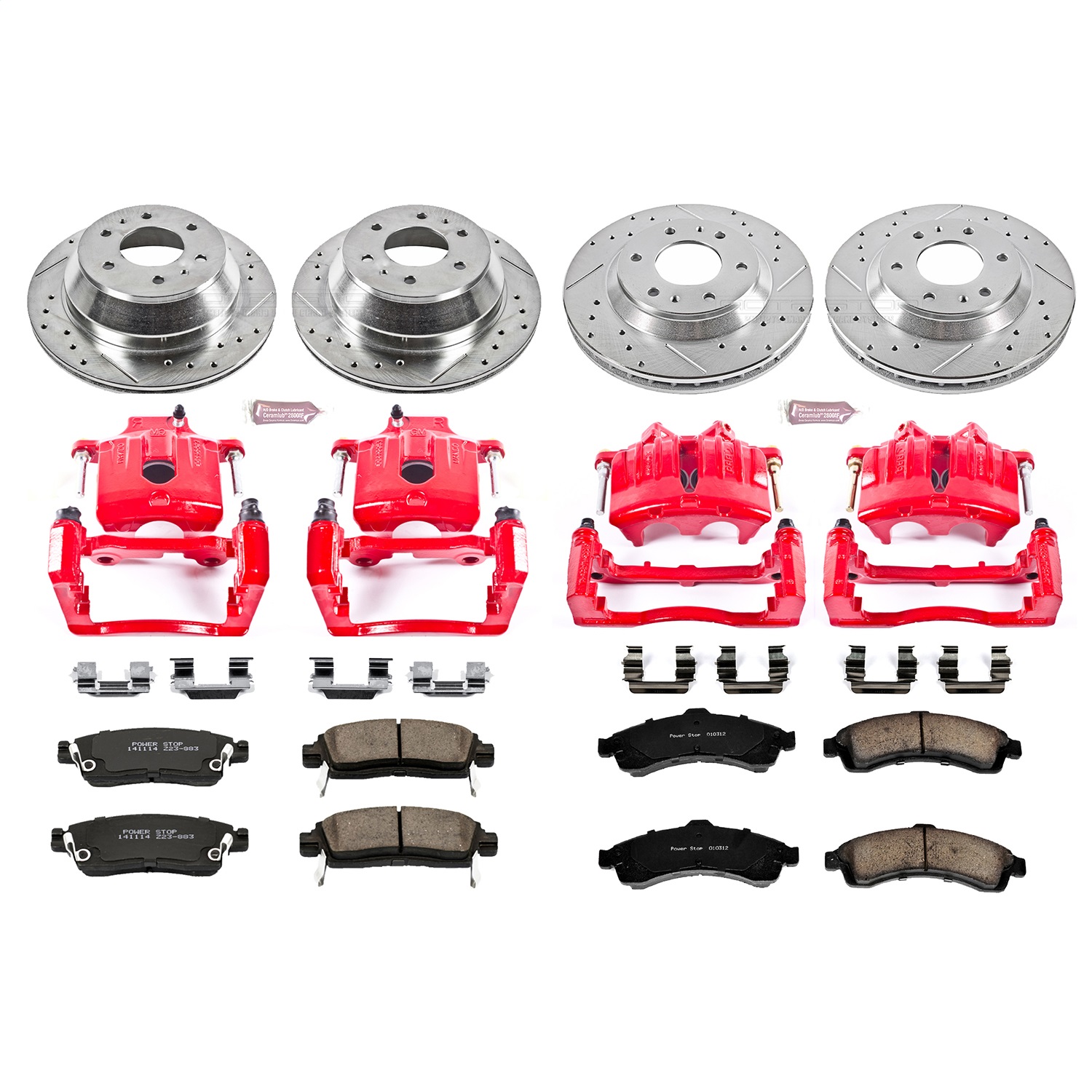 Power Stop - KC2058 - Front and Rear - Disc Brake Pad/Caliper and Rotor Kit