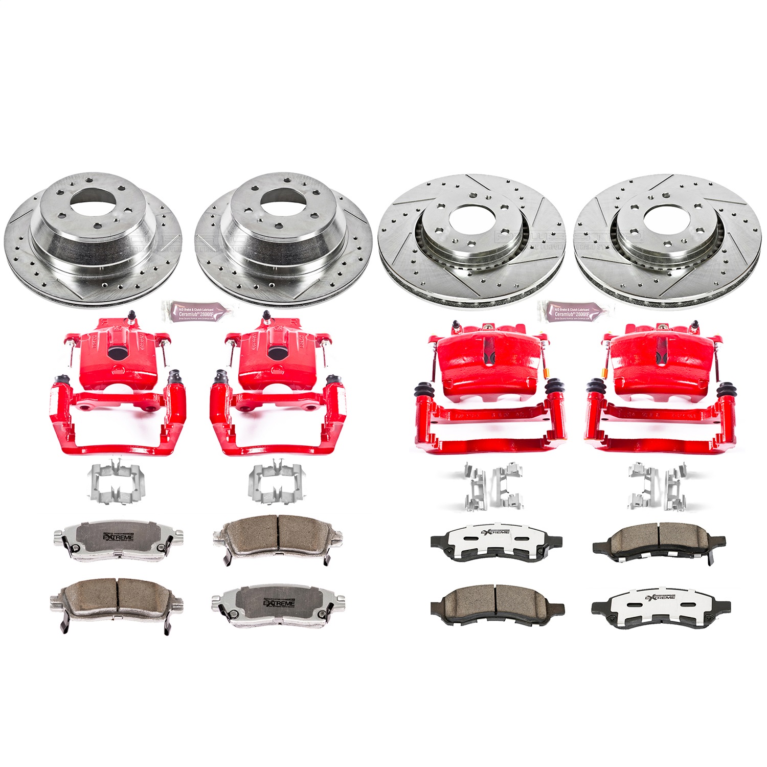 Power Stop - KC2060-26 - Front and Rear - Disc Brake Pad/Caliper and Rotor Kit