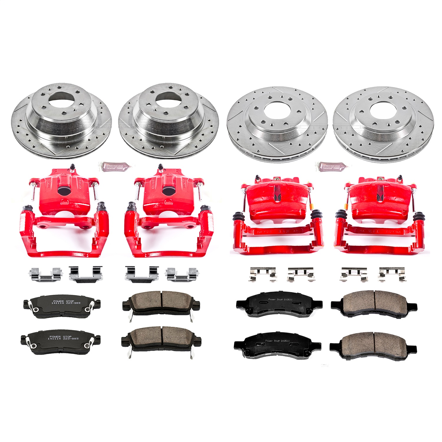 Power Stop - KC2060 - Front and Rear - Disc Brake Pad/Caliper and Rotor Kit