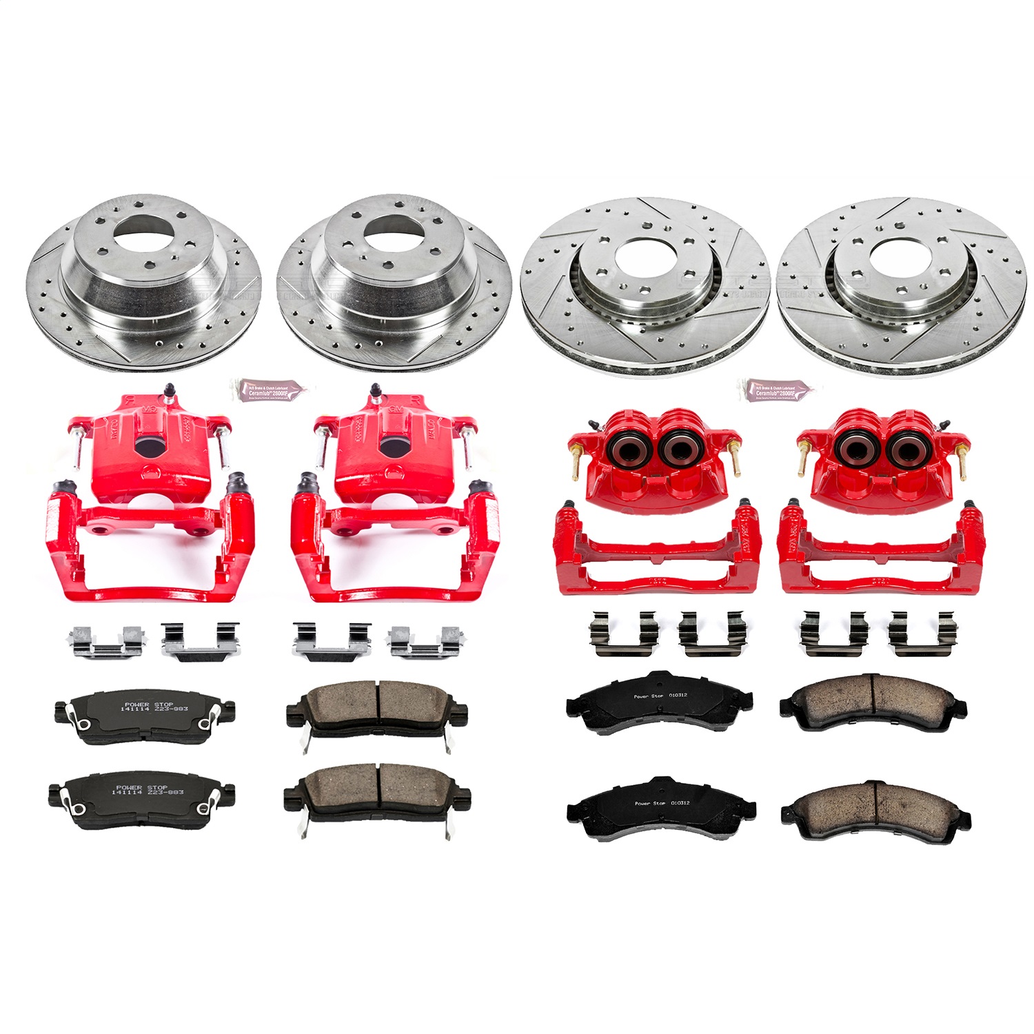 Power Stop - KC2062 - Front and Rear - Disc Brake Pad/Caliper and Rotor Kit