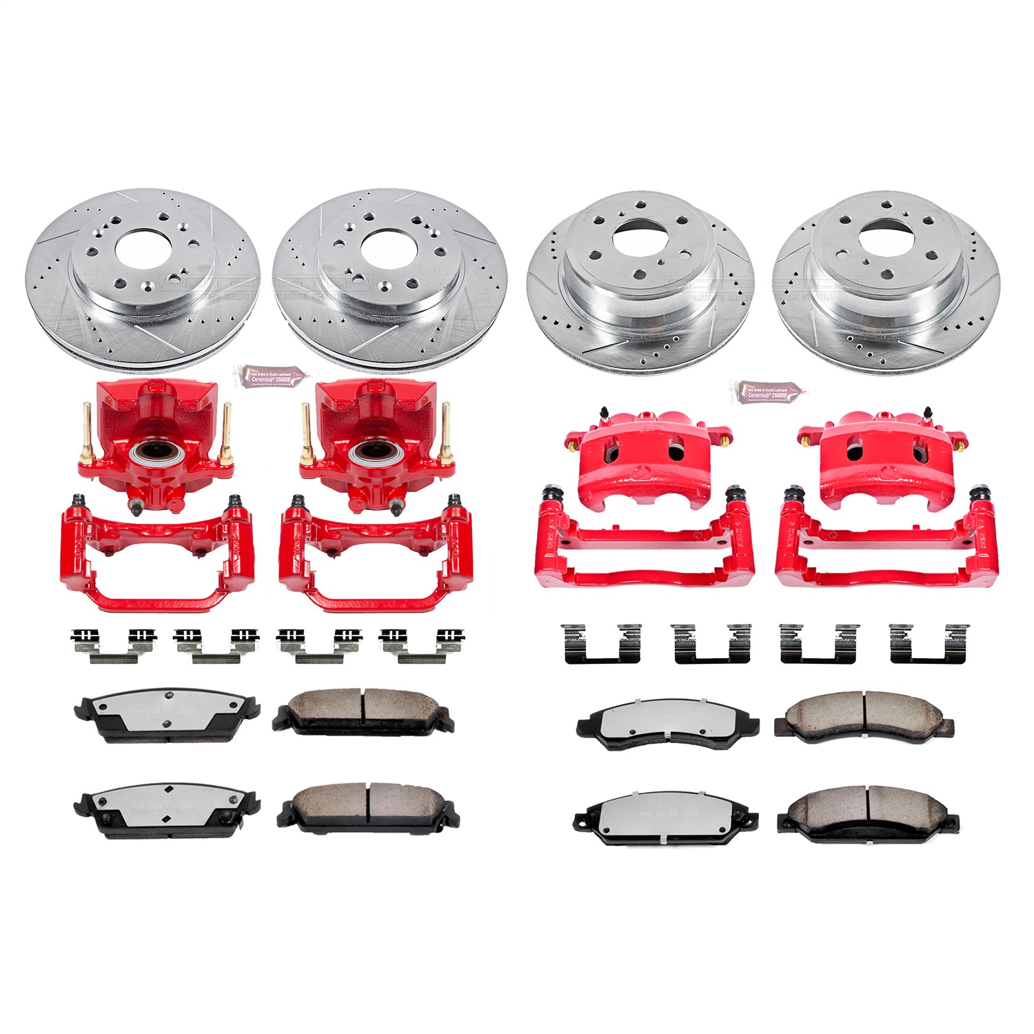 Power Stop - KC2068-36 - Front and Rear - Disc Brake Pad/Caliper and Rotor Kit