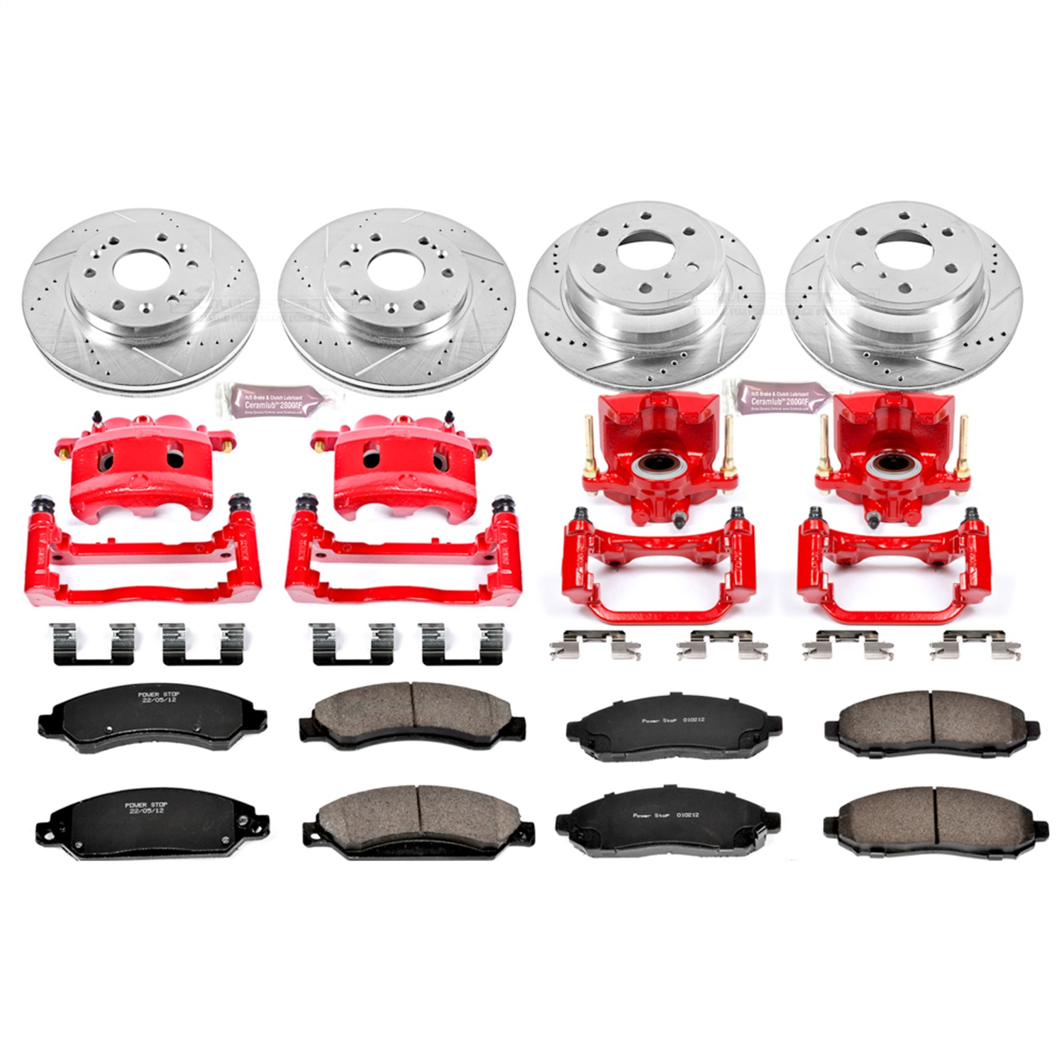Power Stop - KC2068 - Front and Rear - Disc Brake Pad/Caliper and Rotor Kit