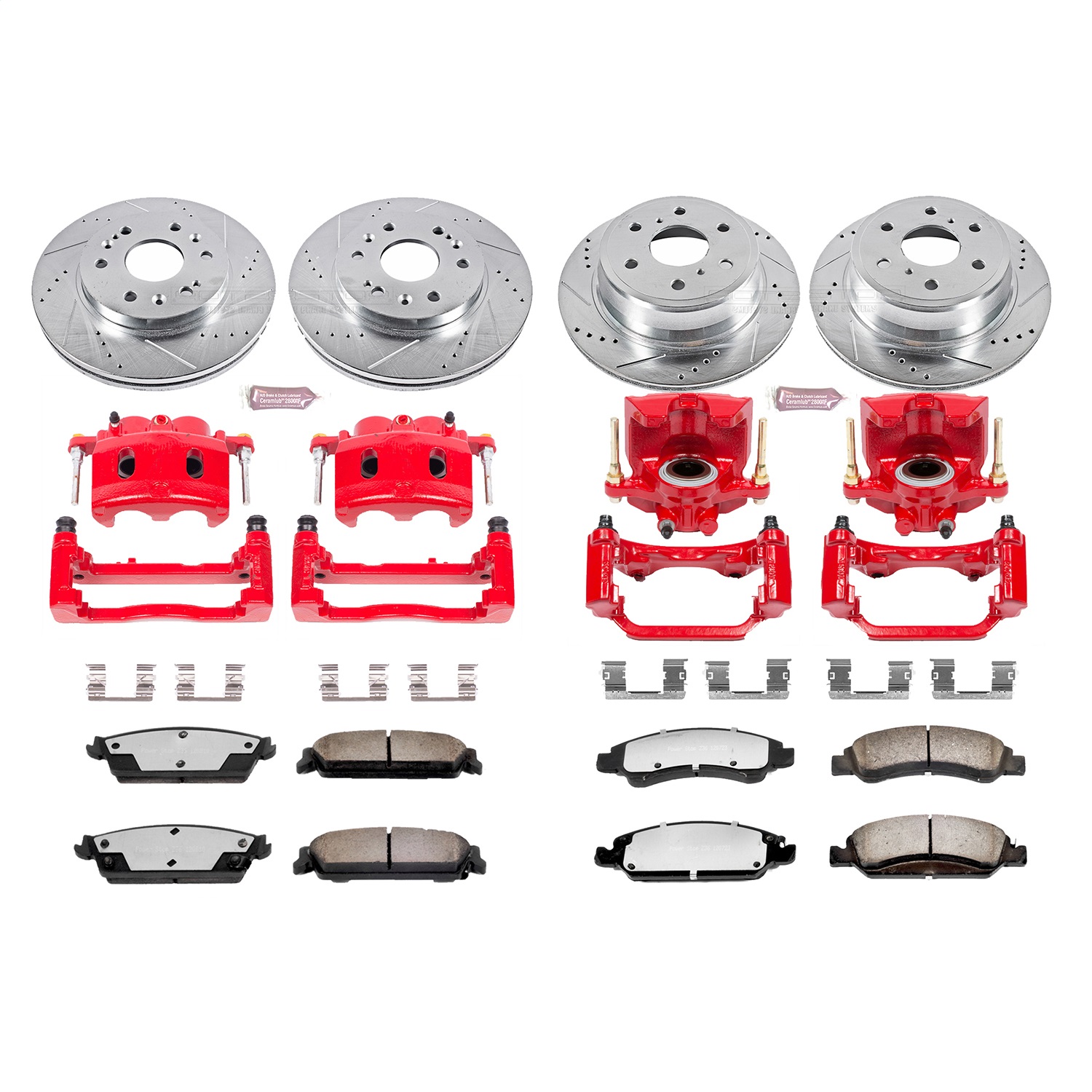 Power Stop - KC2070-36 - Front and Rear - Disc Brake Pad/Caliper and Rotor Kit
