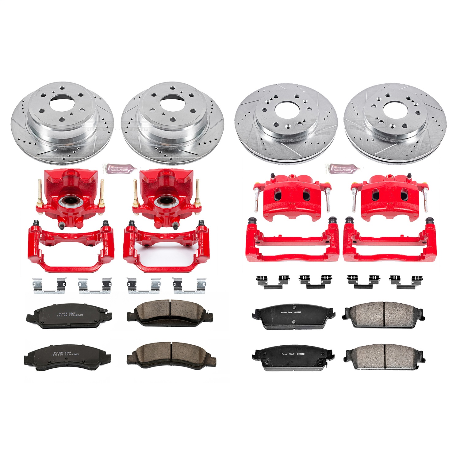 Power Stop - KC2070 - Front and Rear - Disc Brake Pad/Caliper and Rotor Kit