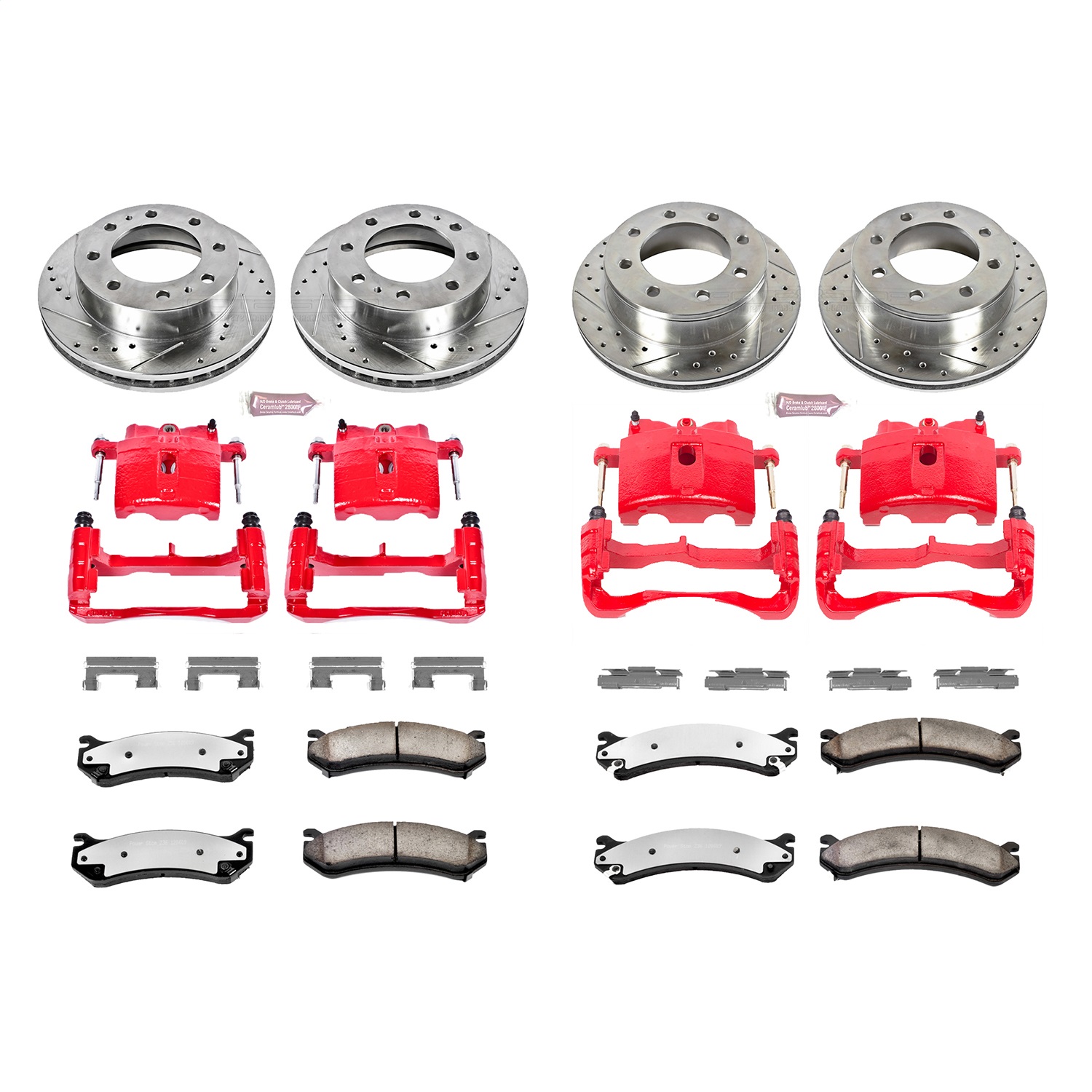 Power Stop - KC2073-36 - Front and Rear - Disc Brake Pad/Caliper and Rotor Kit