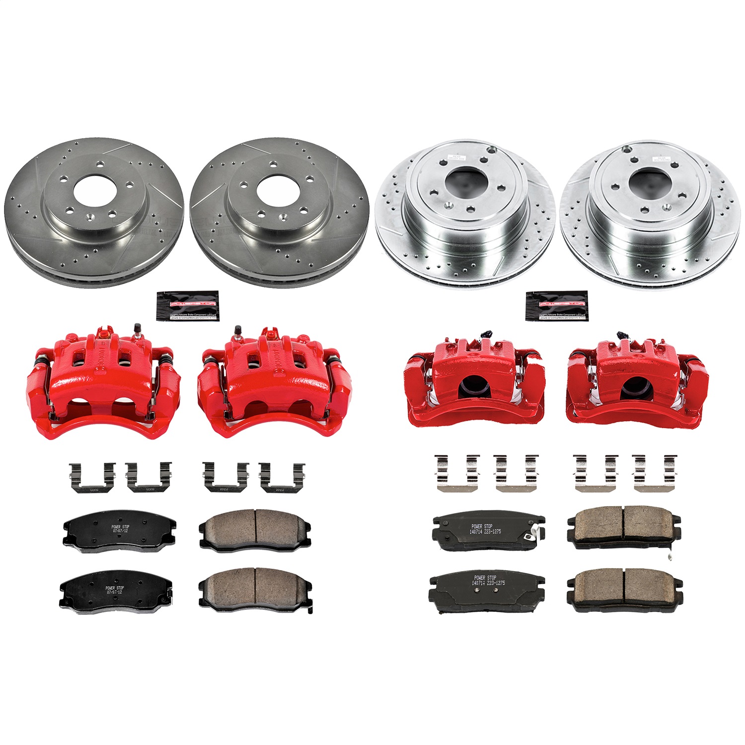Power Stop - KC2091 - Front and Rear - Disc Brake Pad/Caliper and Rotor Kit