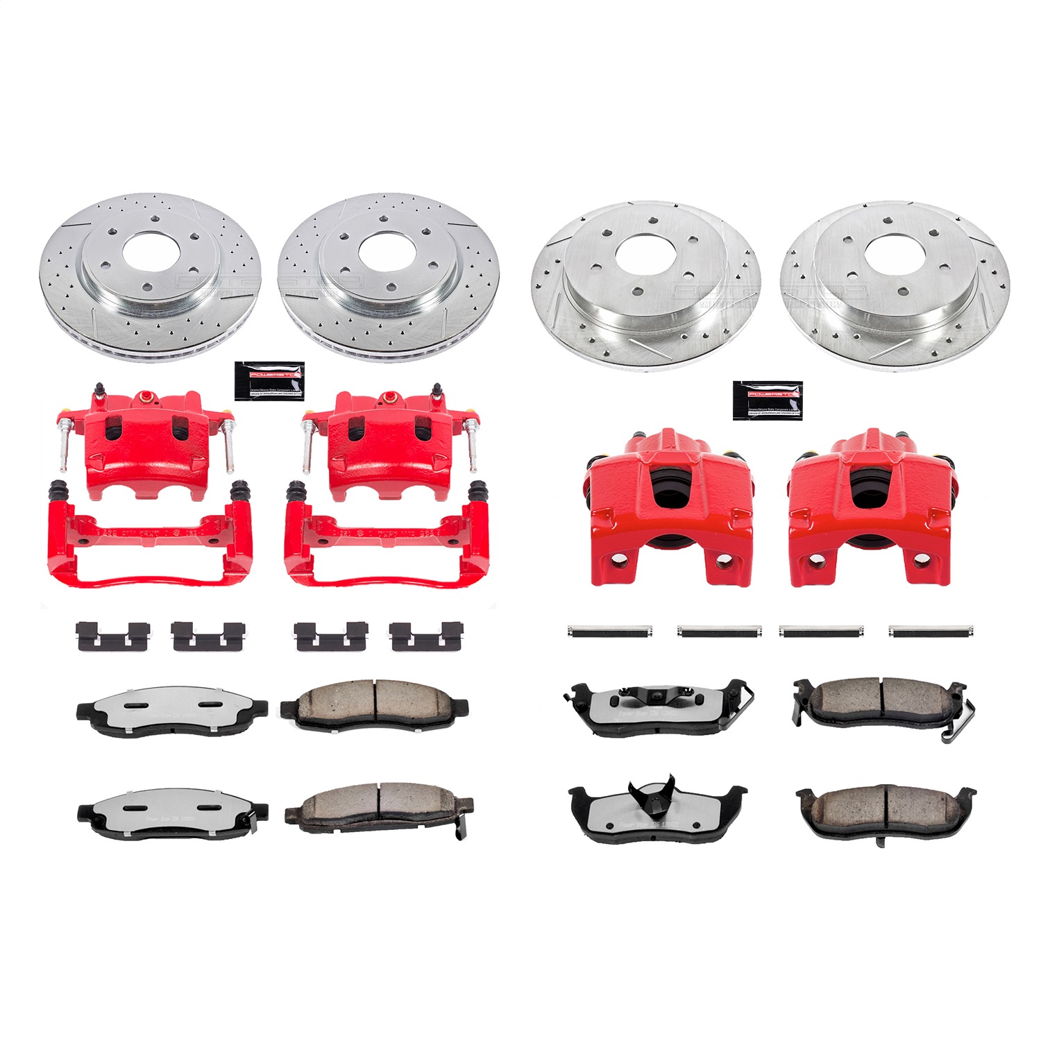 Power Stop - KC212-36 - Front and Rear - Disc Brake Pad/Caliper and Rotor Kit