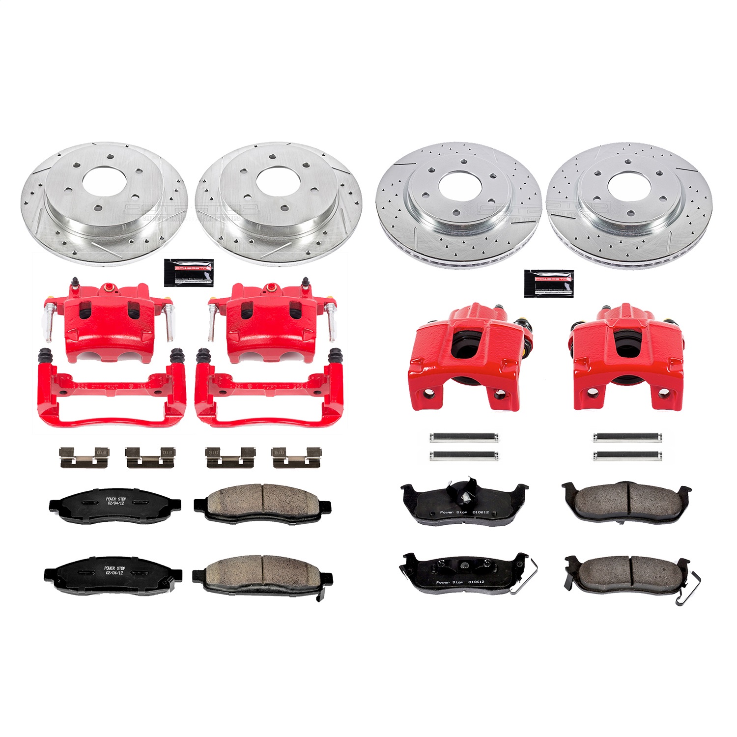 Power Stop - KC212 - Front and Rear - Disc Brake Pad/Caliper and Rotor Kit