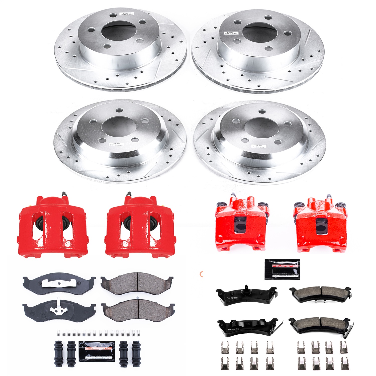 Power Stop - KC2121 - Front and Rear - Disc Brake Pad/Caliper and Rotor Kit