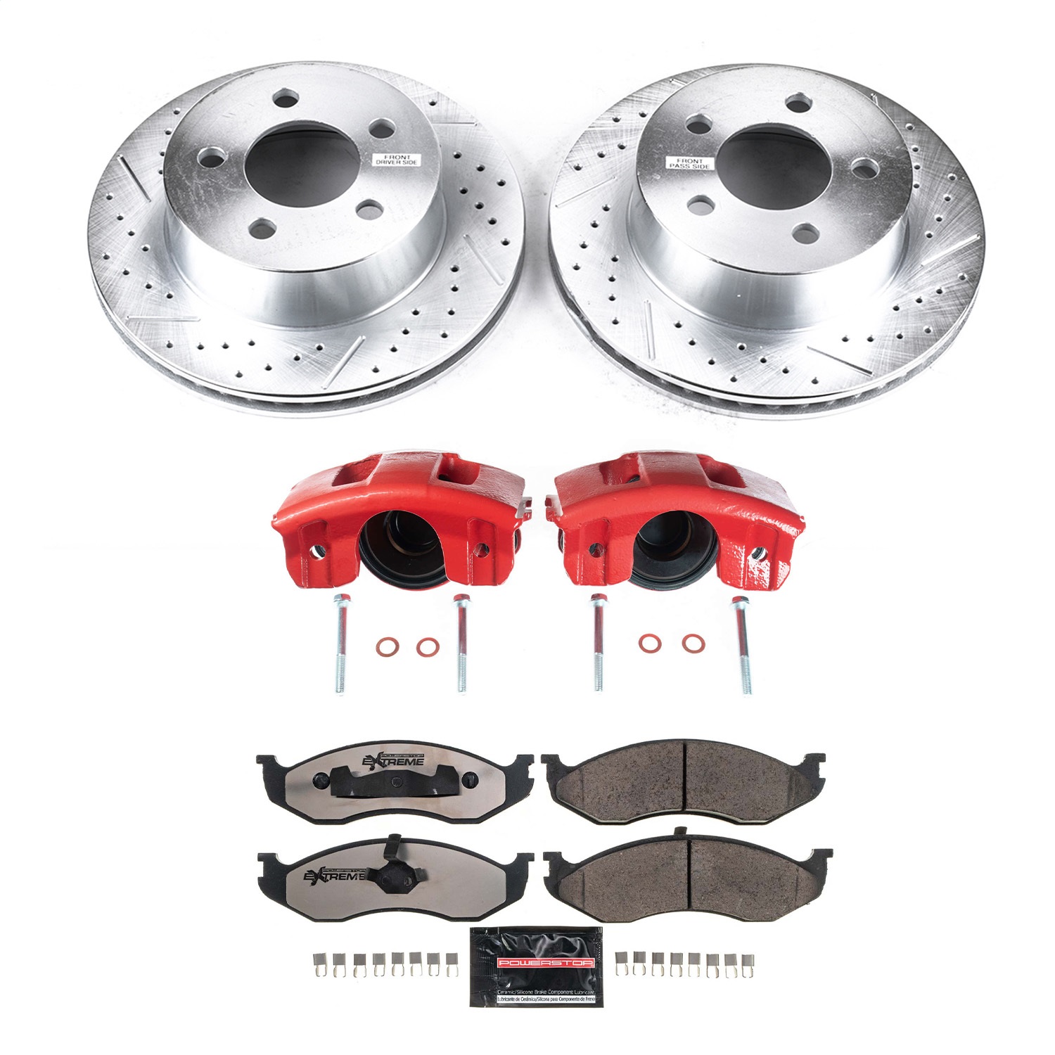 Power Stop - KC2152-36 - Front - Disc Brake Pad/Caliper and Rotor Kit