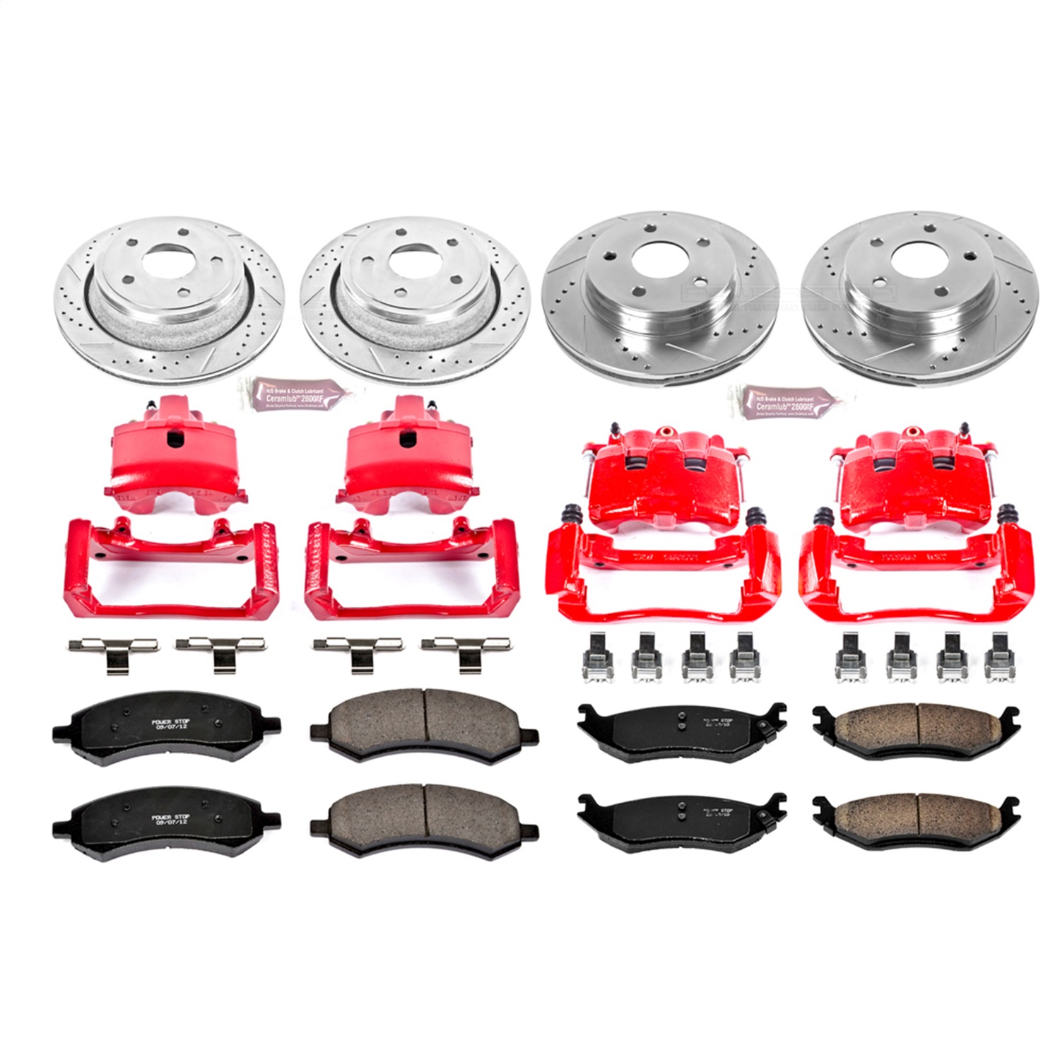 Power Stop - KC2164 - Front and Rear - Disc Brake Pad/Caliper and Rotor Kit